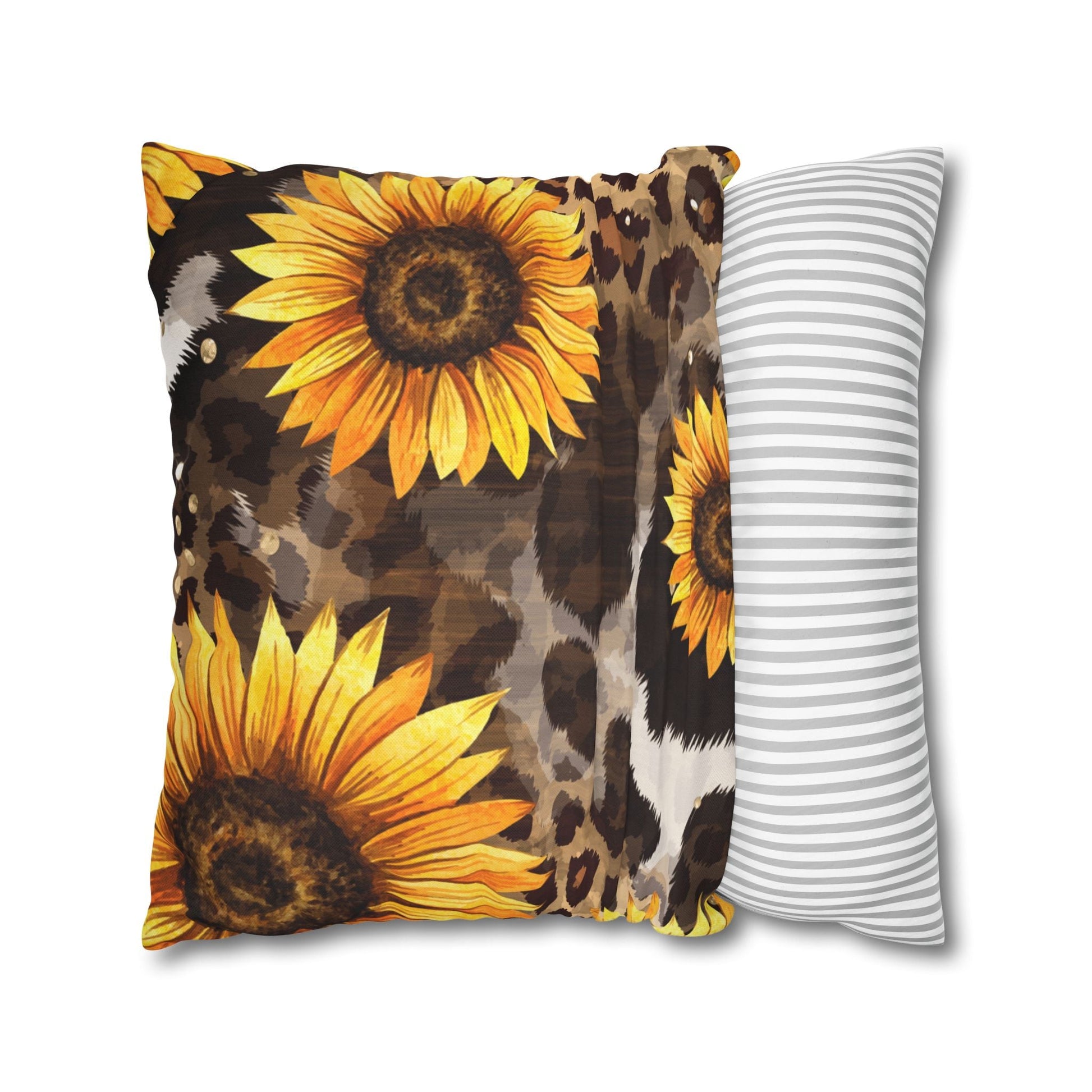 Sunflower and Leopard Throw Pillow, Artsulli - Art is Long, Life is Short, Home Decor, , , , , , , 