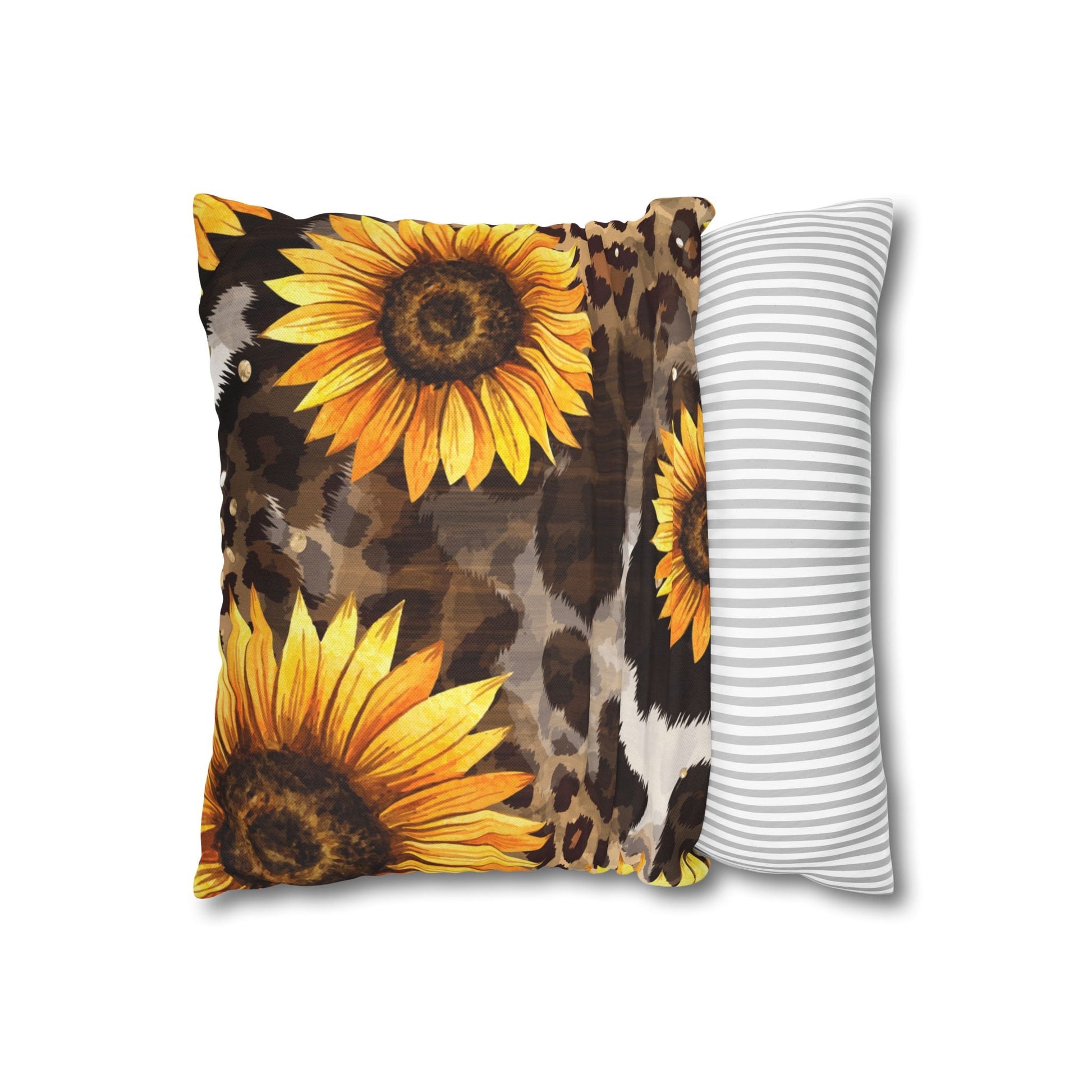 Sunflower and Leopard Throw Pillow, Artsulli - Art is Long, Life is Short, Home Decor, , , , , , , 