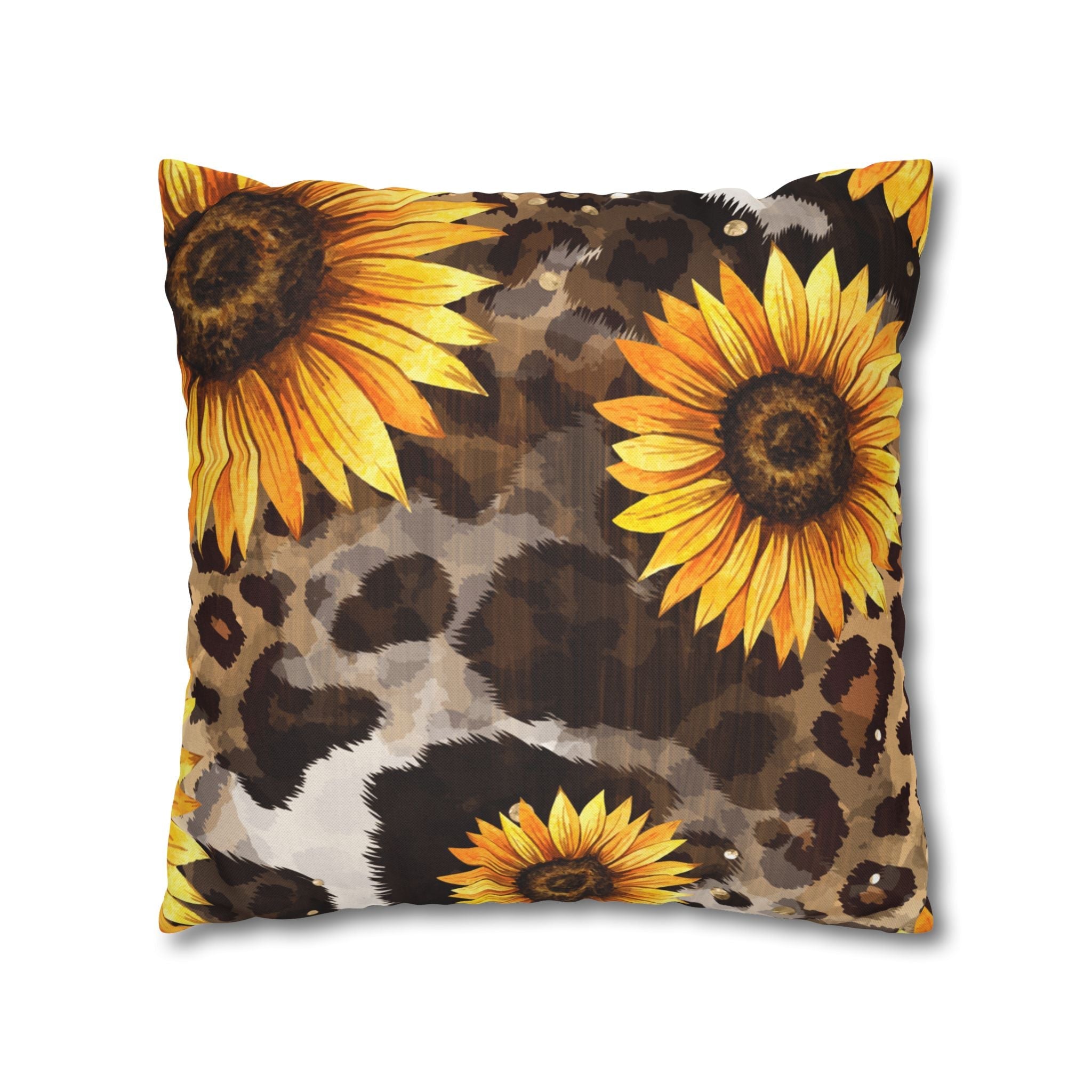 Sunflower and Leopard Throw Pillow, Artsulli - Art is Long, Life is Short, Home Decor, , , , , , , 