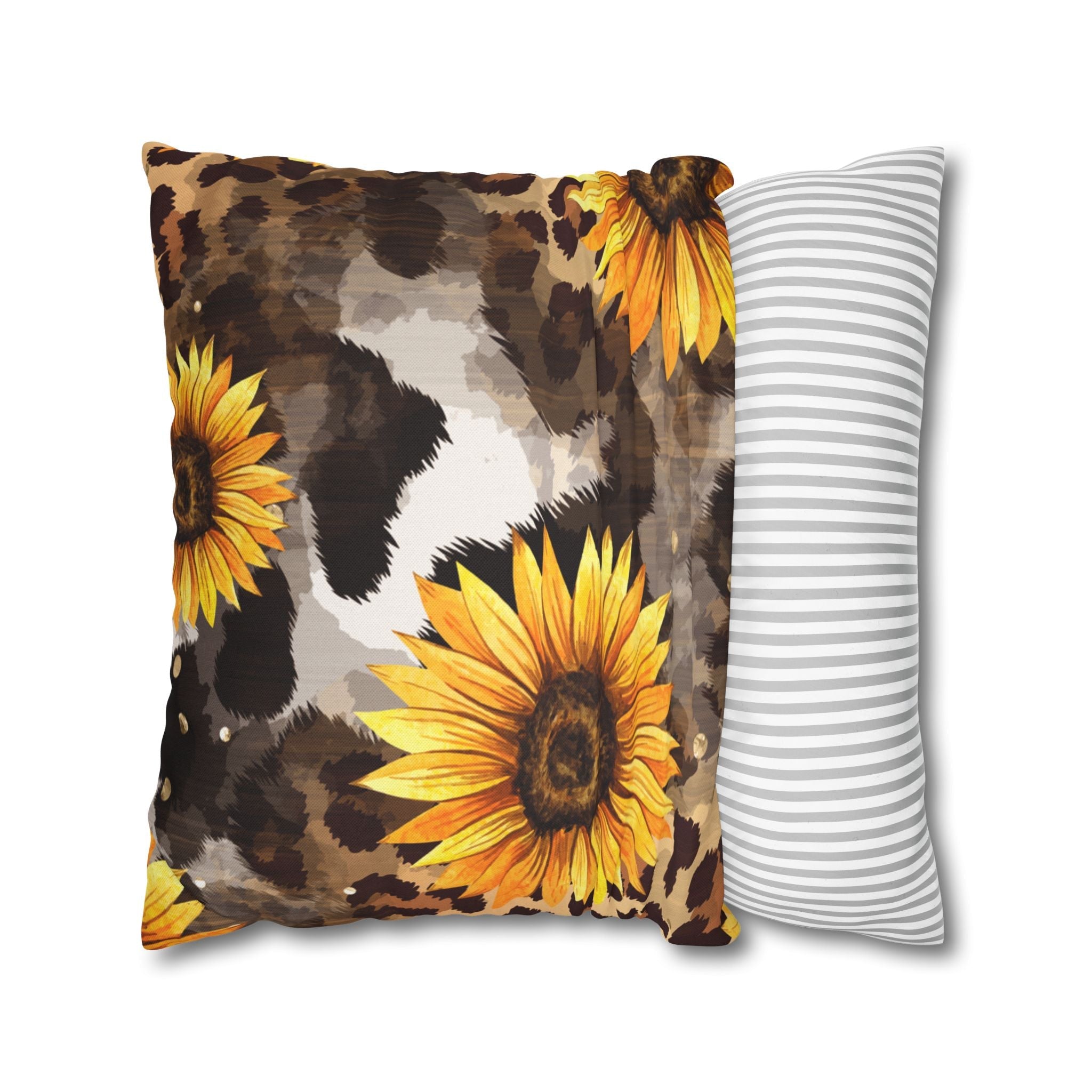 Sunflower and Leopard Throw Pillow, Artsulli - Art is Long, Life is Short, Home Decor, , , , , , , 