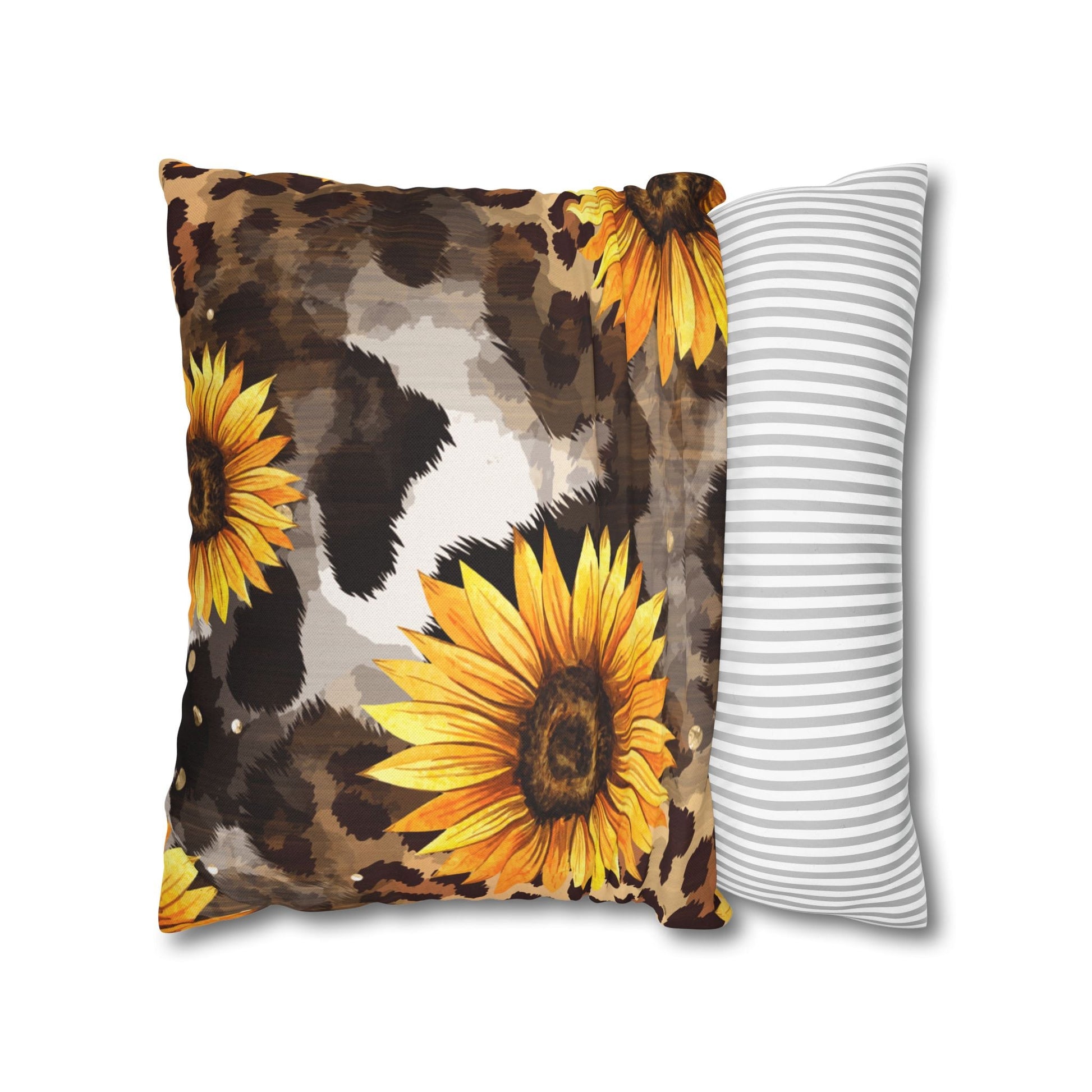 Sunflower and Leopard Throw Pillow, Artsulli - Art is Long, Life is Short, Home Decor, , , , , , , 