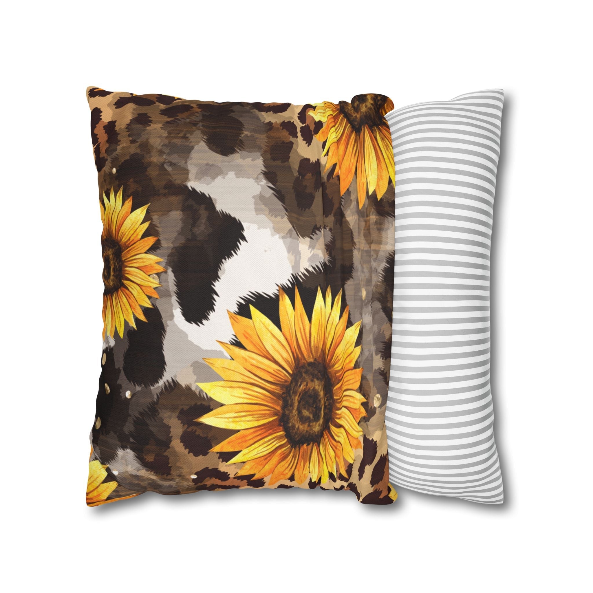 Sunflower and Leopard Throw Pillow, Artsulli - Art is Long, Life is Short, Home Decor, , , , , , , 