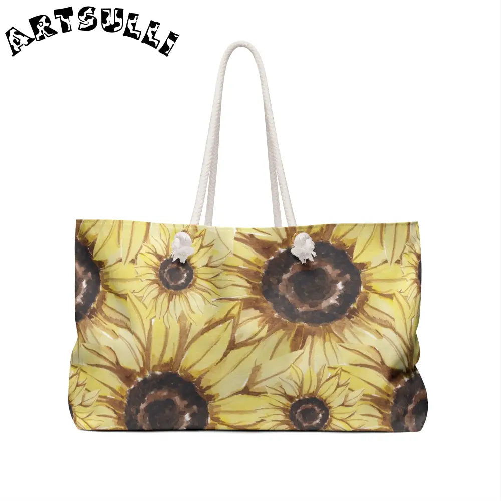 Sunflower Oversized Weekender Tote, Artsulli - Art is Long, Life is Short, Bags, , , , , , , 