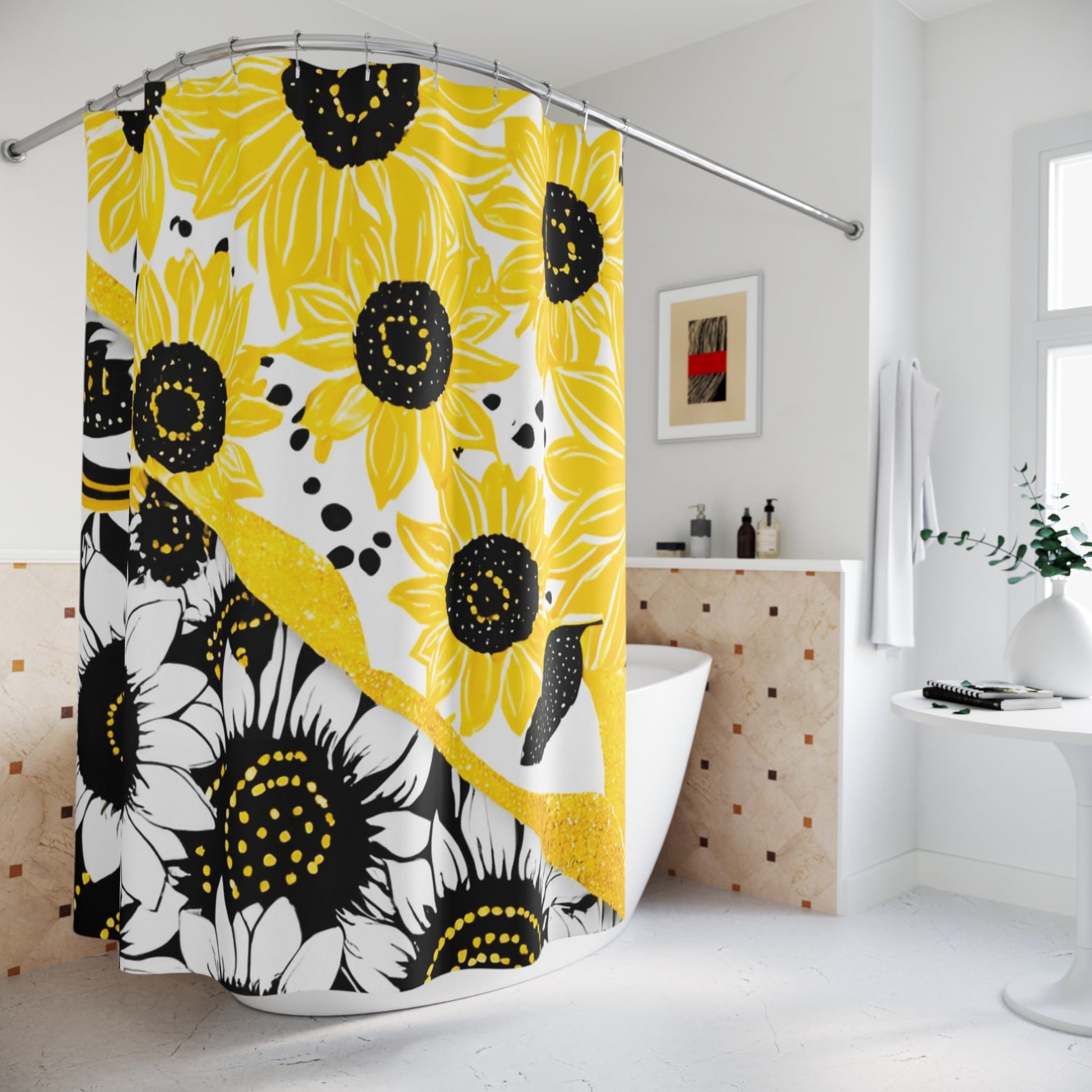 Sunflower Pattern Shower Curtain, Artsulli - Art is Long, Life is Short, Home Decor, , , , , , , 