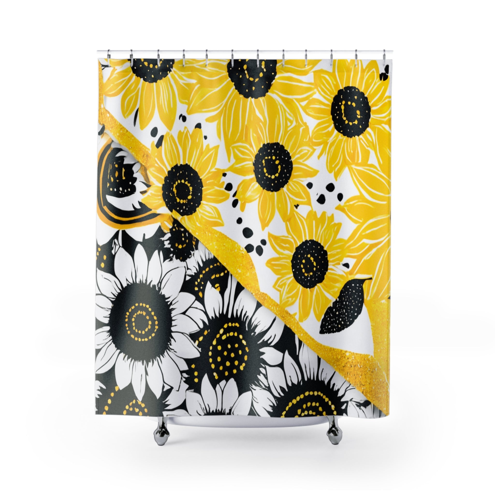 Sunflower Pattern Shower Curtain, Artsulli - Art is Long, Life is Short, Home Decor, Size, 71" × 74", , , , , 22278455302003225631