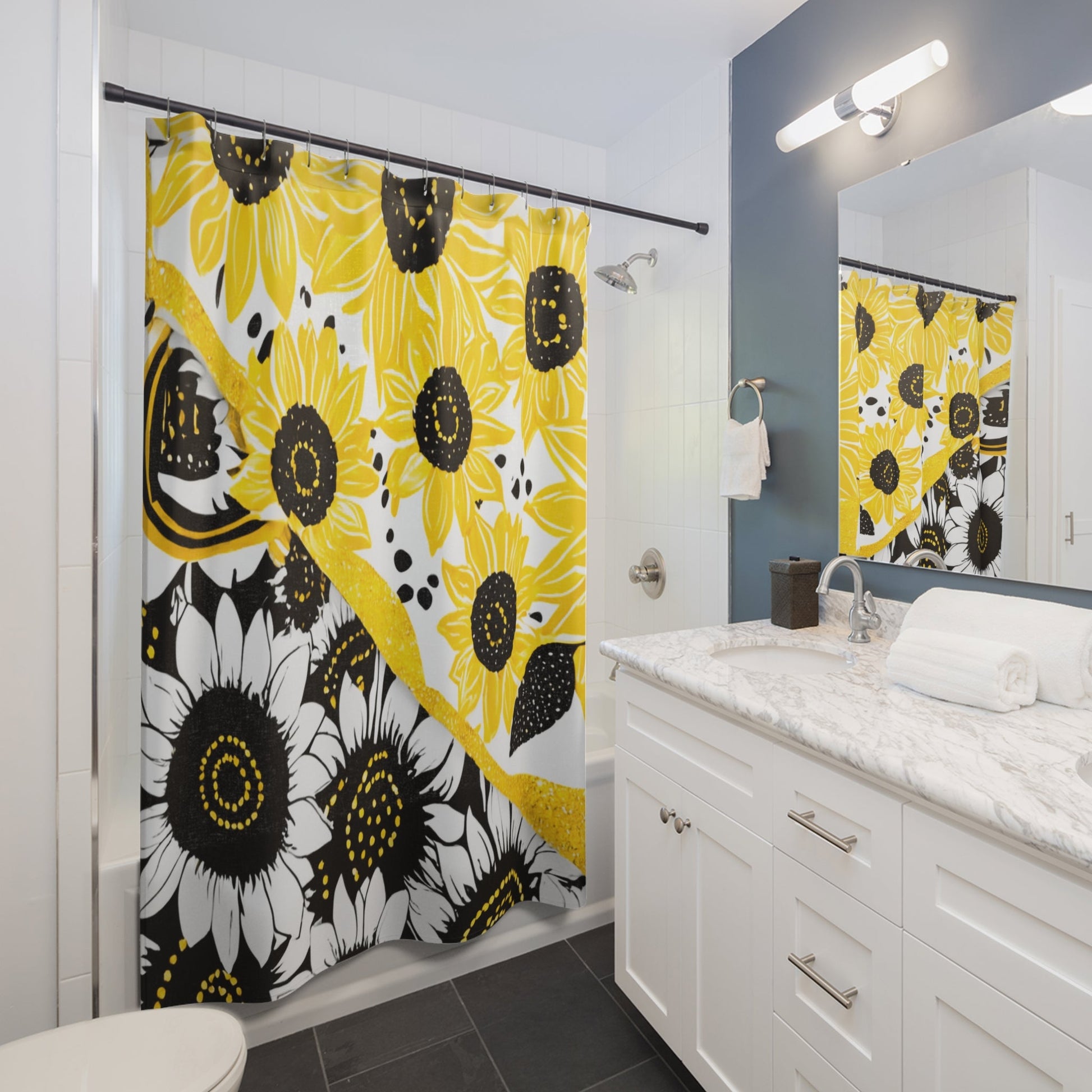 Sunflower Pattern Shower Curtain, Artsulli - Art is Long, Life is Short, Home Decor, , , , , , , 