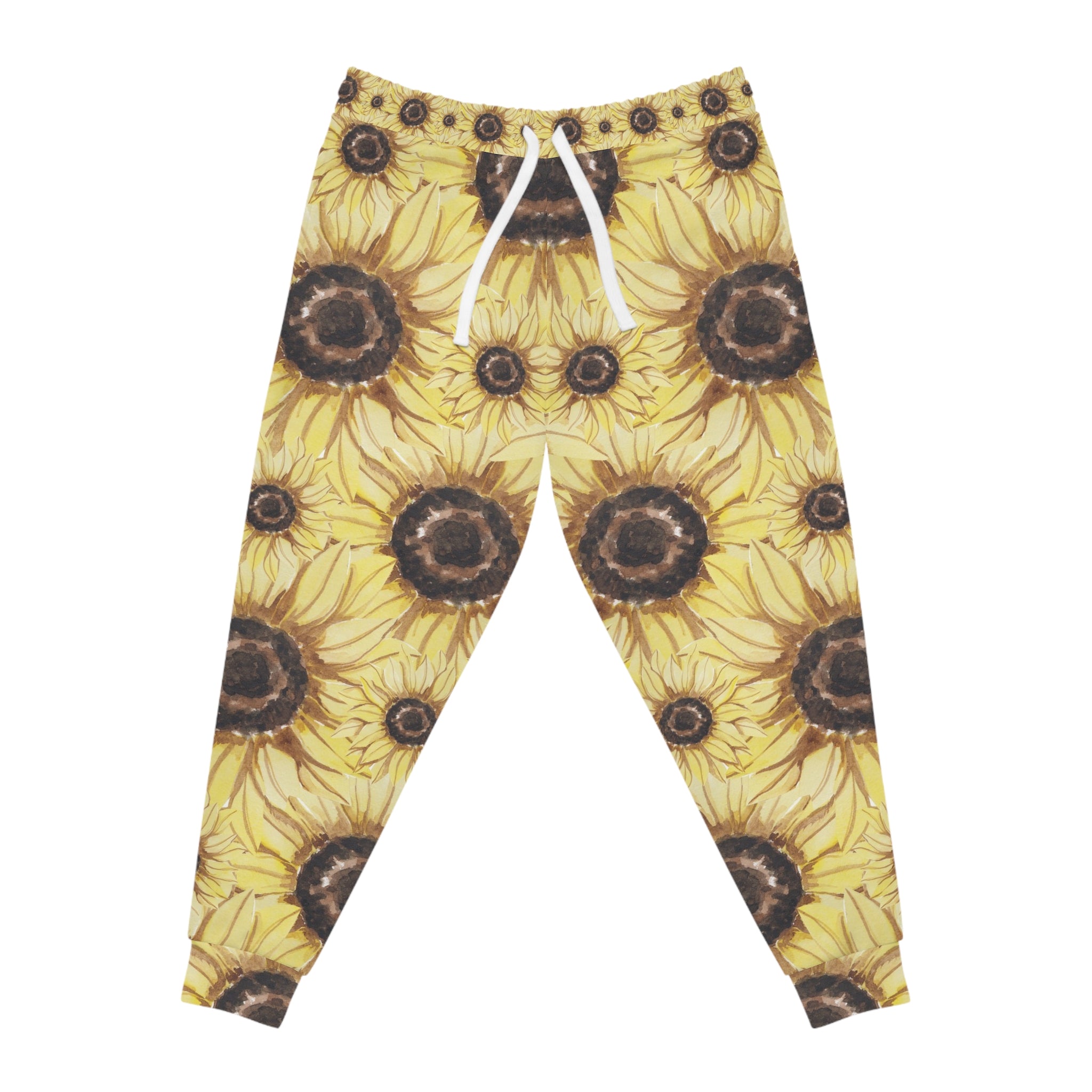 Sunflower Print Athletic Joggers, Artsulli - Art is Long, Life is Short, All Over Prints, Size, S, Color, Seam thread color automatically matched to design, , , 66053121613985656514