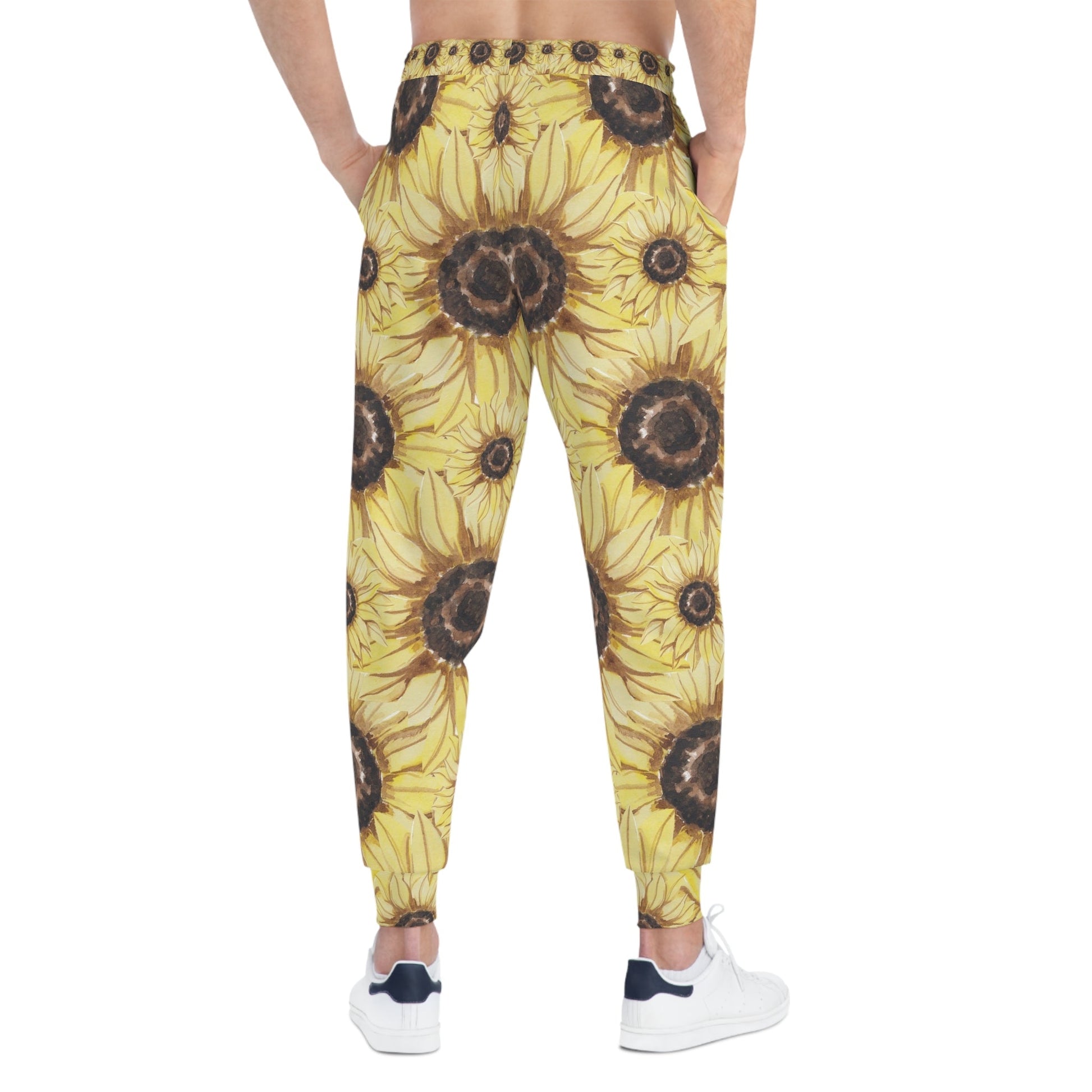 Sunflower Print Athletic Joggers, Artsulli - Art is Long, Life is Short, All Over Prints, , , , , , , 