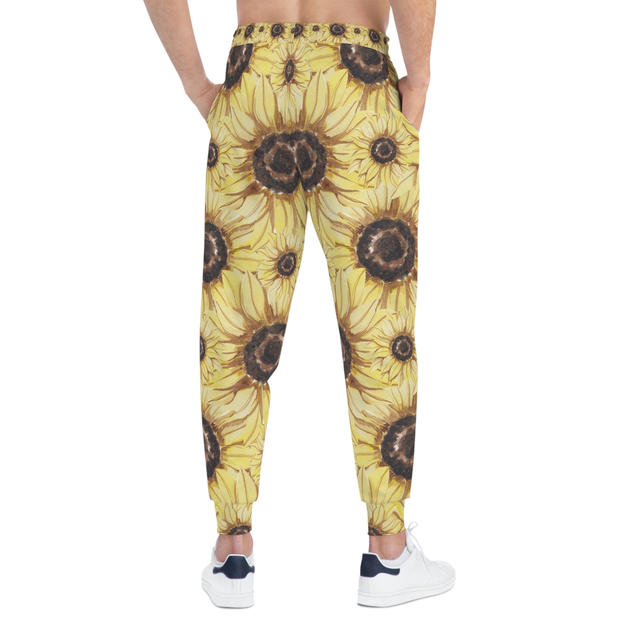 Sunflower Print Athletic Joggers, Artsulli - Art is Long, Life is Short, All Over Prints, , , , , , , 