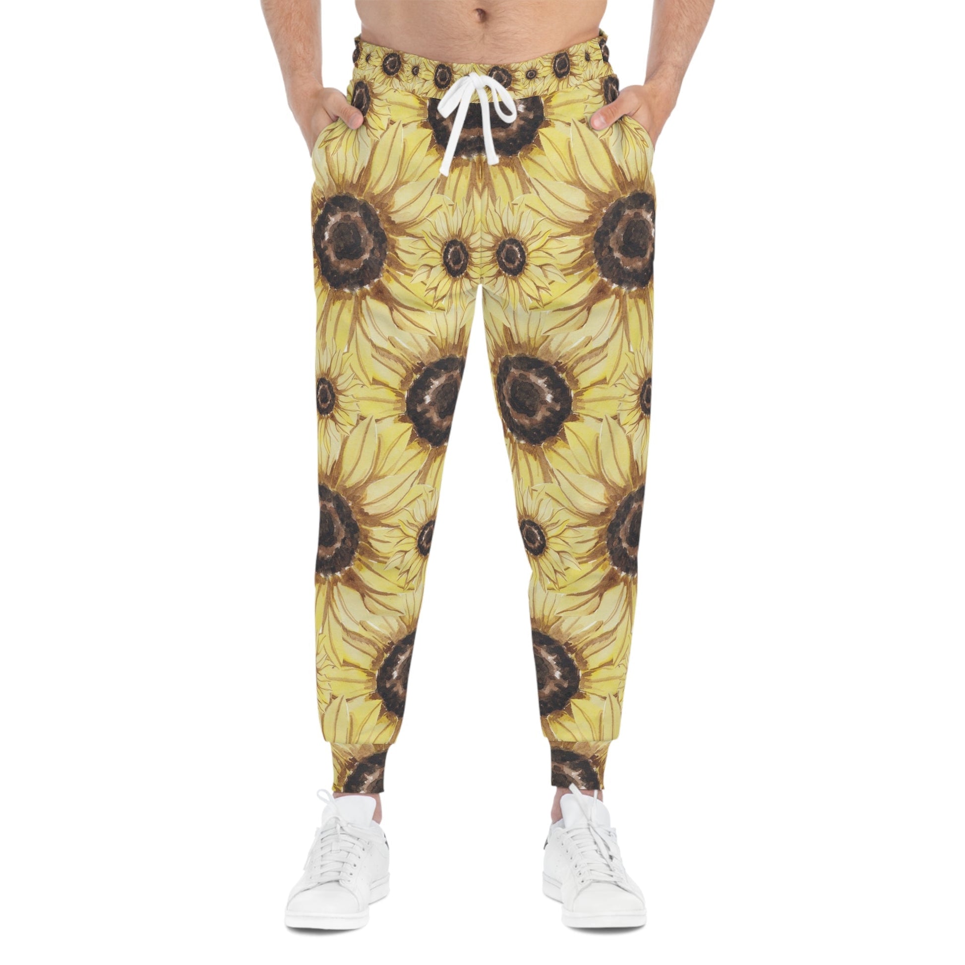 Sunflower Print Athletic Joggers, Artsulli - Art is Long, Life is Short, All Over Prints, , , , , , , 