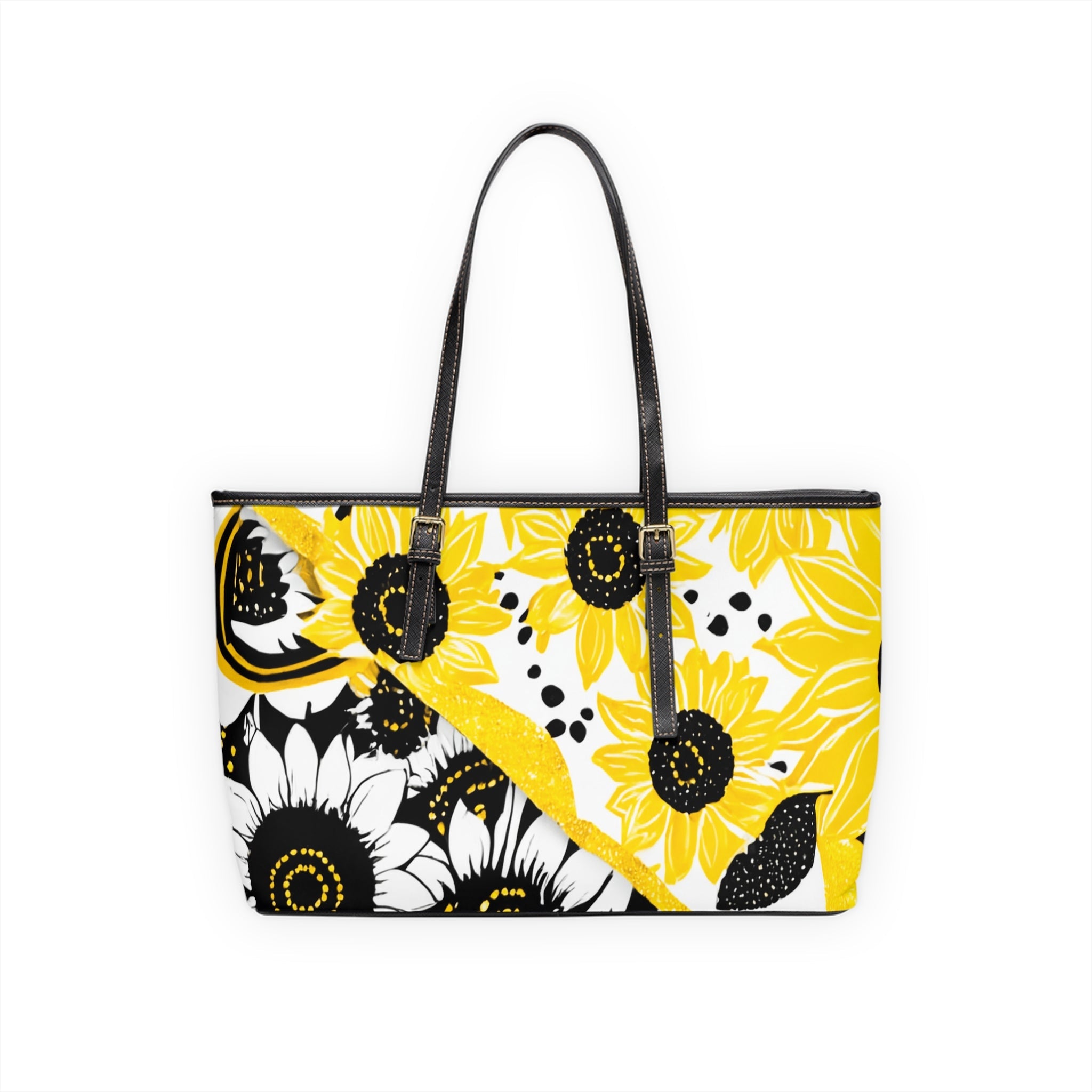 Sunflower Print PU Leather Shoulder Bag, Artsulli - Art is Long, Life is Short, Bags, , , , , , , 
