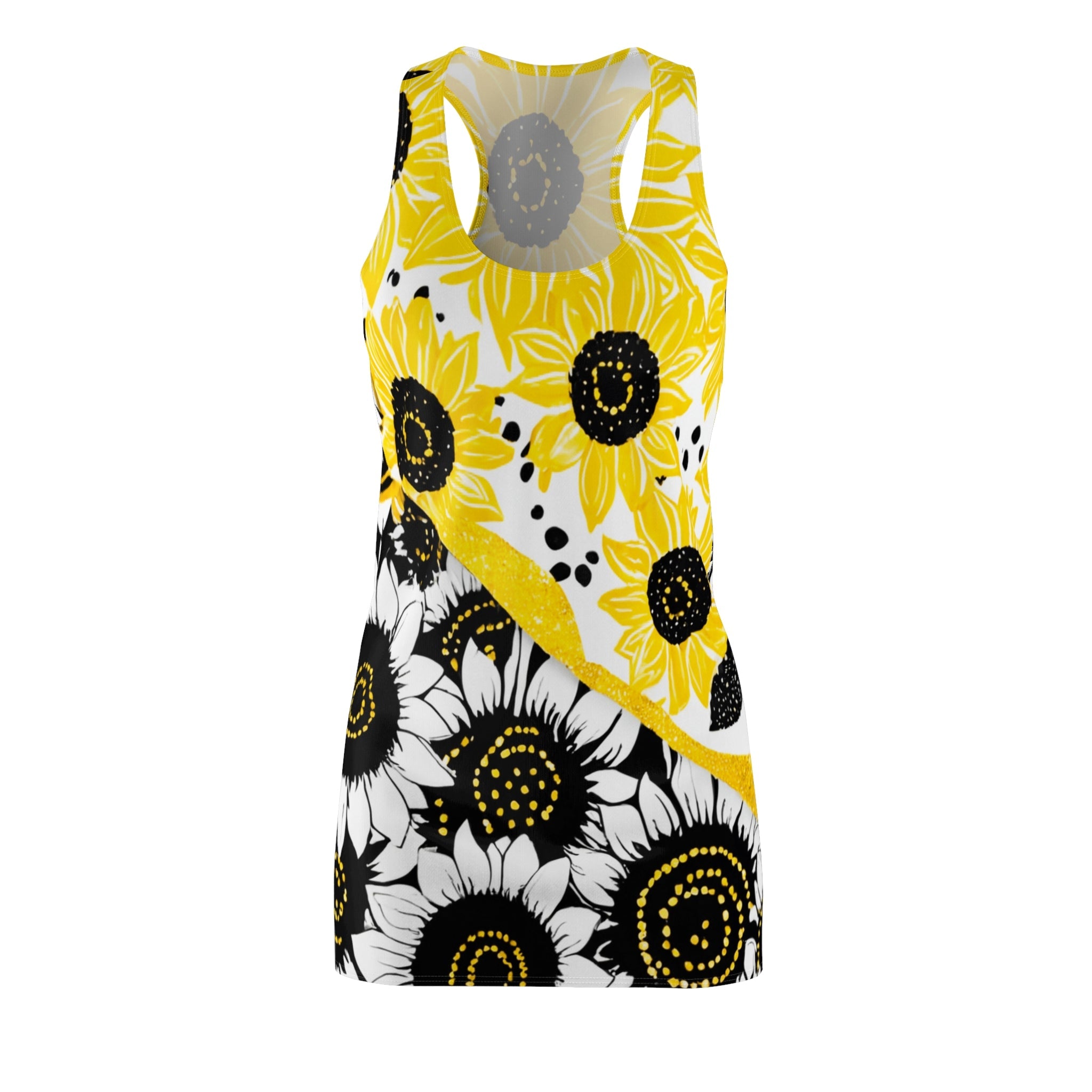 Sunflower Print Racerback Mini Dress, Artsulli - Art is Long, Life is Short, All Over Prints, Size, XS, , , , , 31825559478319366974