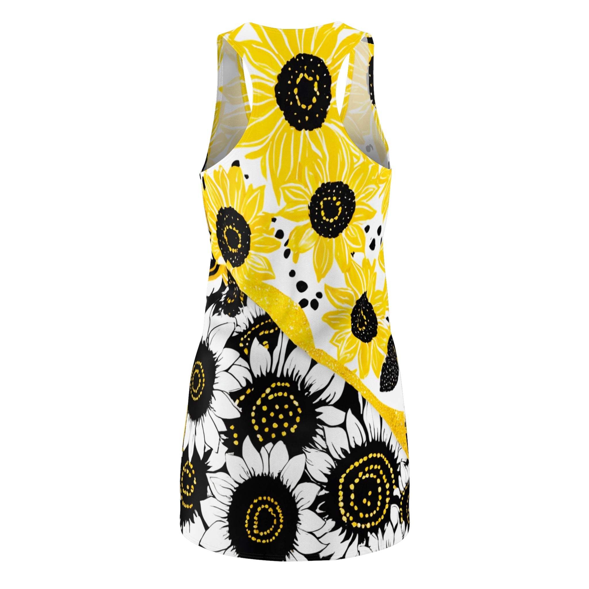 Sunflower Print Racerback Mini Dress, Artsulli - Art is Long, Life is Short, All Over Prints, , , , , , , 