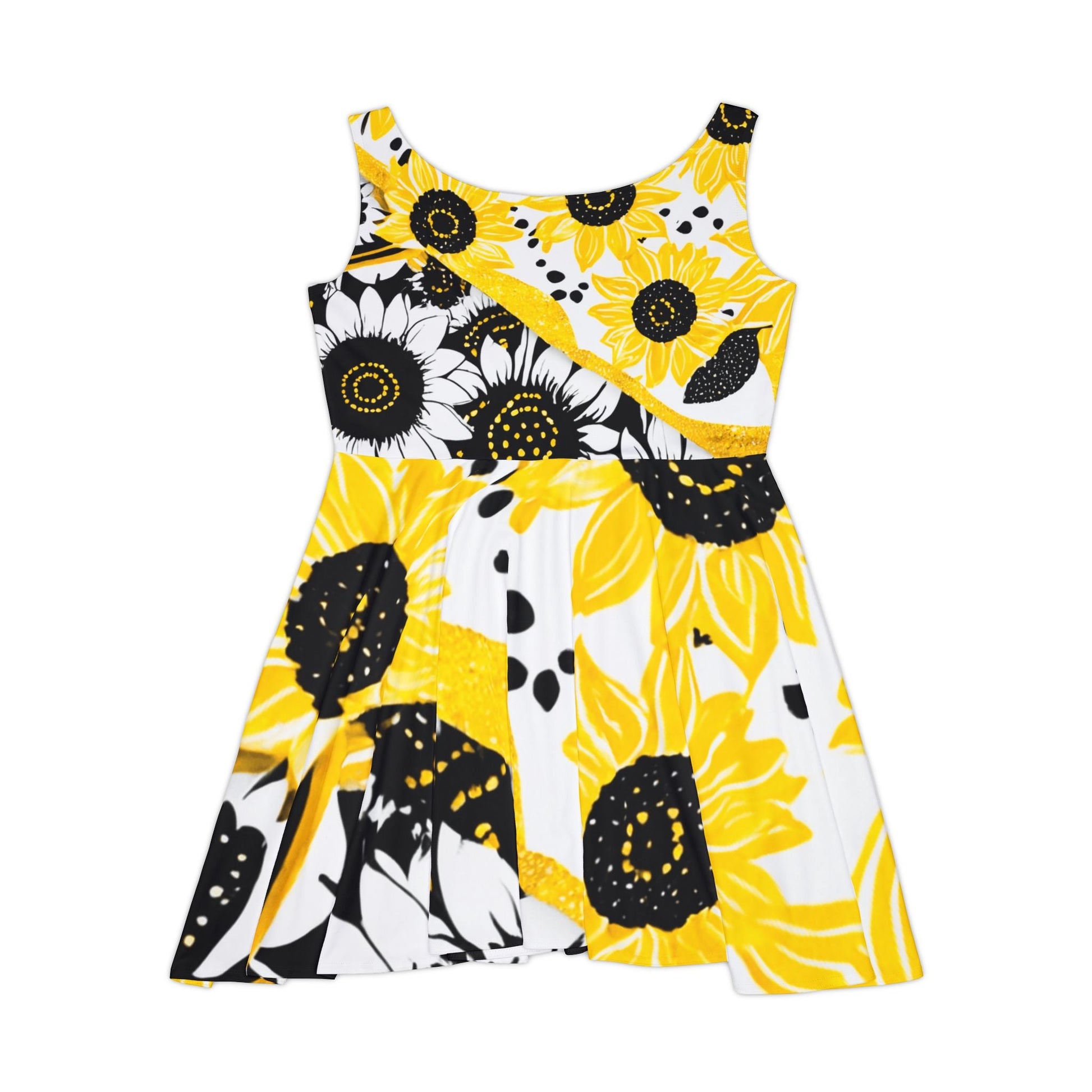 Sunflower Print Skater Dress, Artsulli - Art is Long, Life is Short, All Over Prints, , , , , , , 