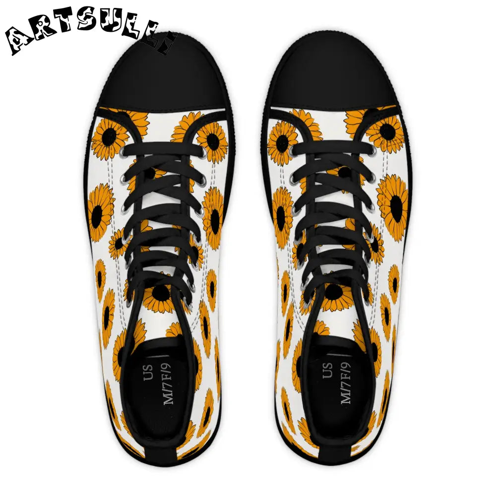 Sunflower Womens High Top Polyester Canvas Sneakers, Artsulli - Art is Long, Life is Short, Shoes, , , , , , , 