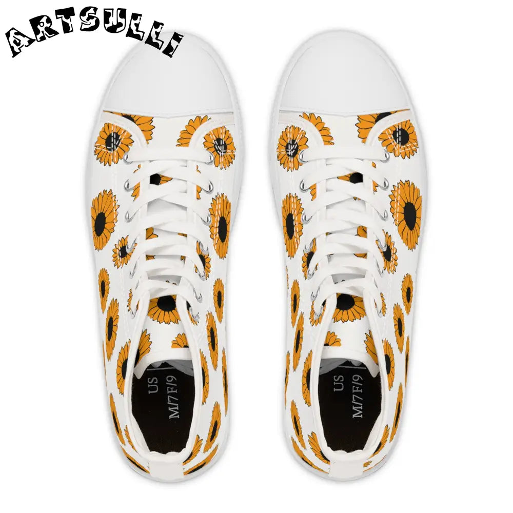 Sunflower Womens High Top Polyester Canvas Sneakers, Artsulli - Art is Long, Life is Short, Shoes, , , , , , , 