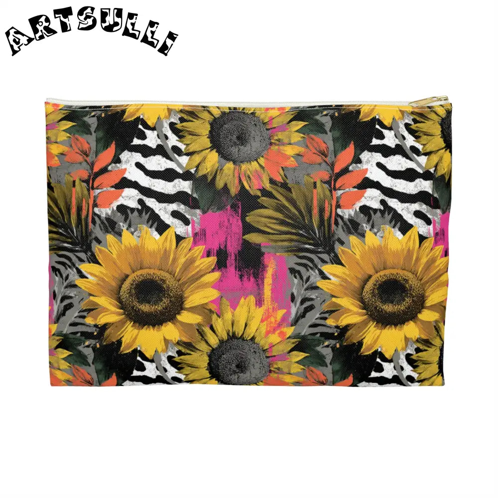 Sunflower Zebra Cosmetic Travel Bags and Excellent Pencil Cases, Artsulli - Art is Long, Life is Short, Bags, Size, Large, Color, White zipper, , , 74456868403093803895