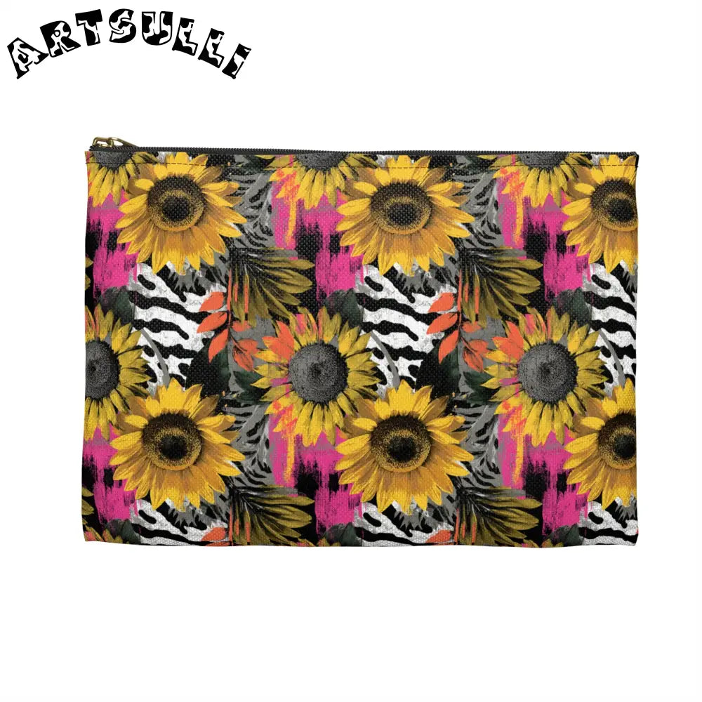 Sunflower Zebra Cosmetic Travel Bags and Pencil Cases, Artsulli - Art is Long, Life is Short, Bags, , , , , , , 