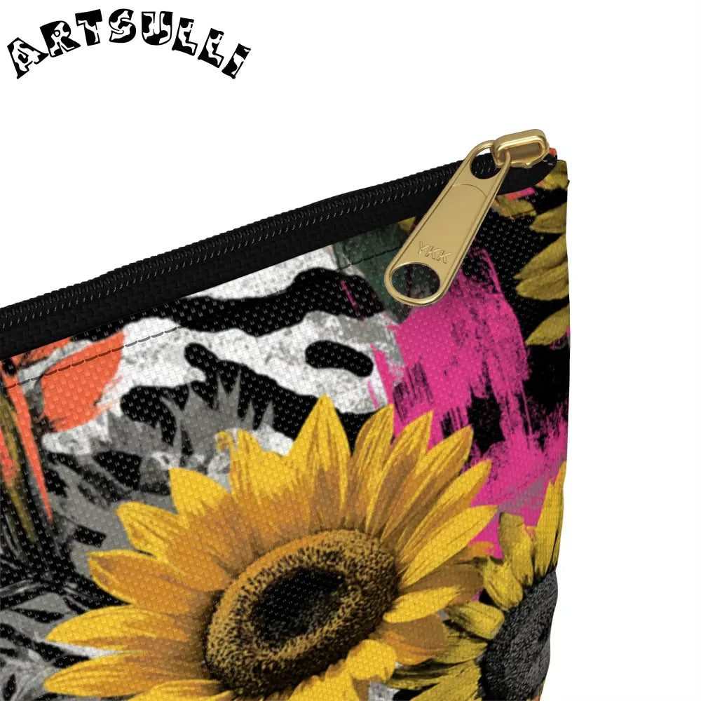 Sunflower Zebra Cosmetic Travel Bags and Pencil Cases, Artsulli - Art is Long, Life is Short, Bags, , , , , , , 