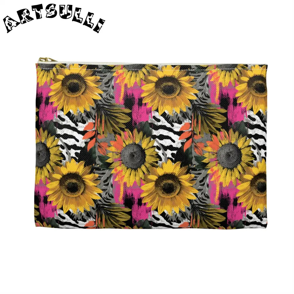 Sunflower Zebra Cosmetic Travel Bags and Pencil Cases, Artsulli - Art is Long, Life is Short, Bags, , , , , , , 