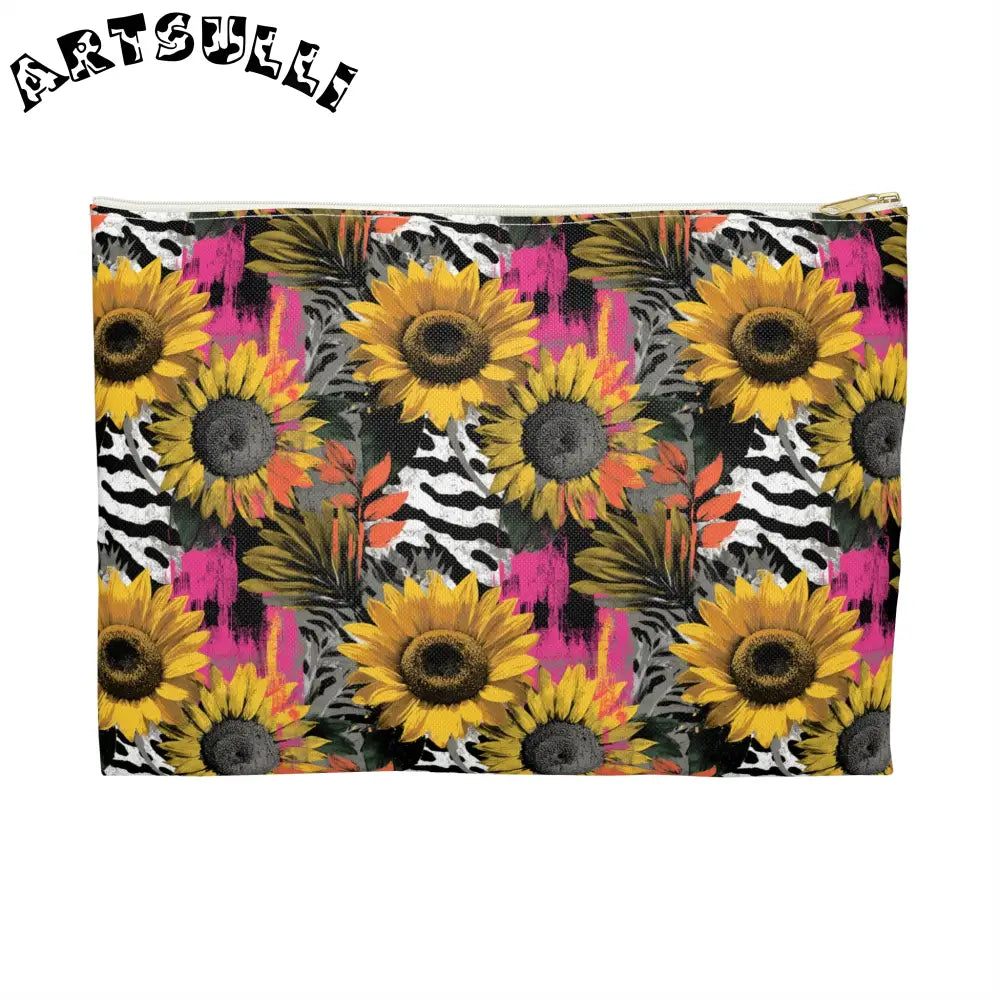 Sunflower Zebra Cosmetic Travel Bags and Pencil Cases, Artsulli - Art is Long, Life is Short, Bags, Size, Large, Color, White zipper, , , 10638977327572180448