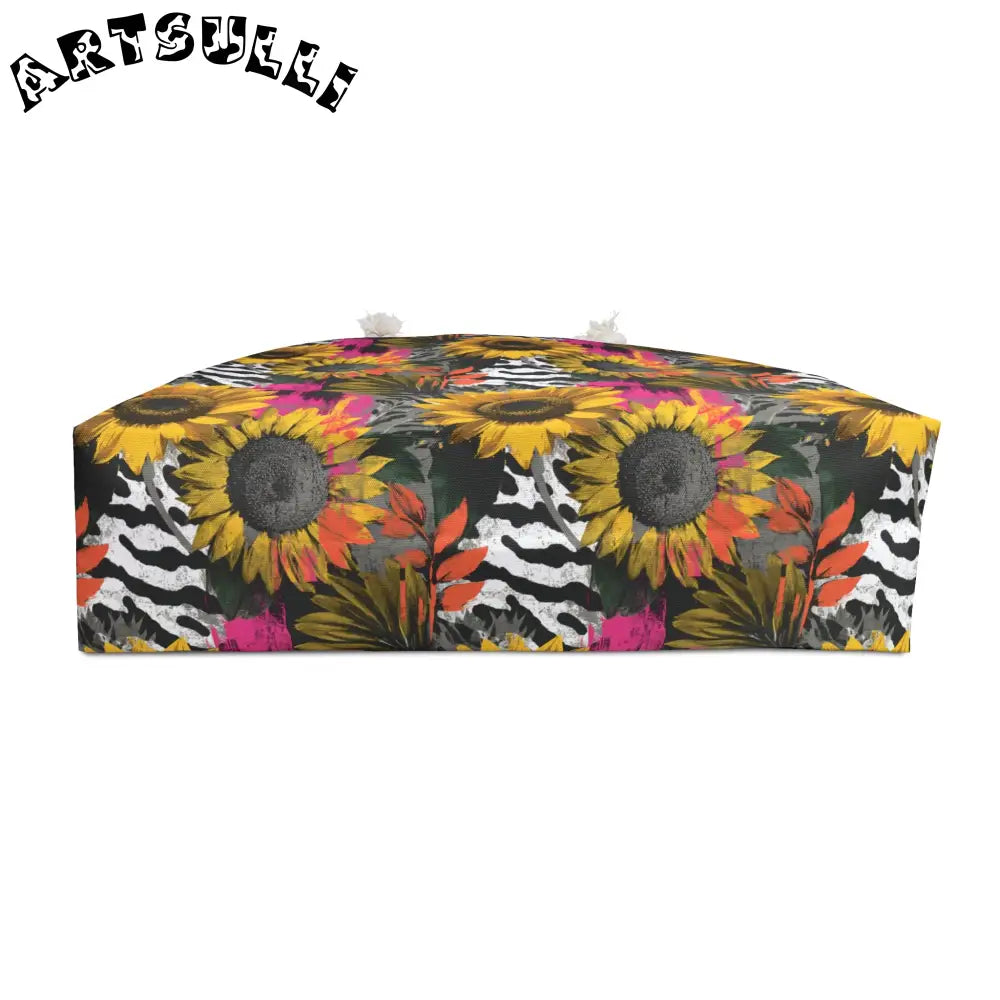 Sunflower Zebra Pink Oversized Weekender Tote, Artsulli - Art is Long, Life is Short, Bags, , , , , , , 