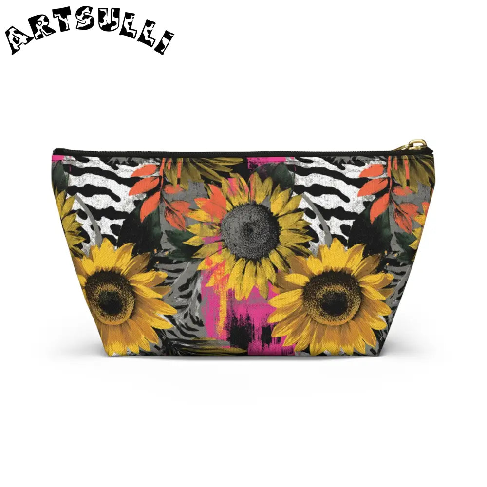 Sunflower Zebra T-Bottom Pouch with Non-Woven Laminate Inside, Artsulli - Art is Long, Life is Short, Bags, , , , , , , 