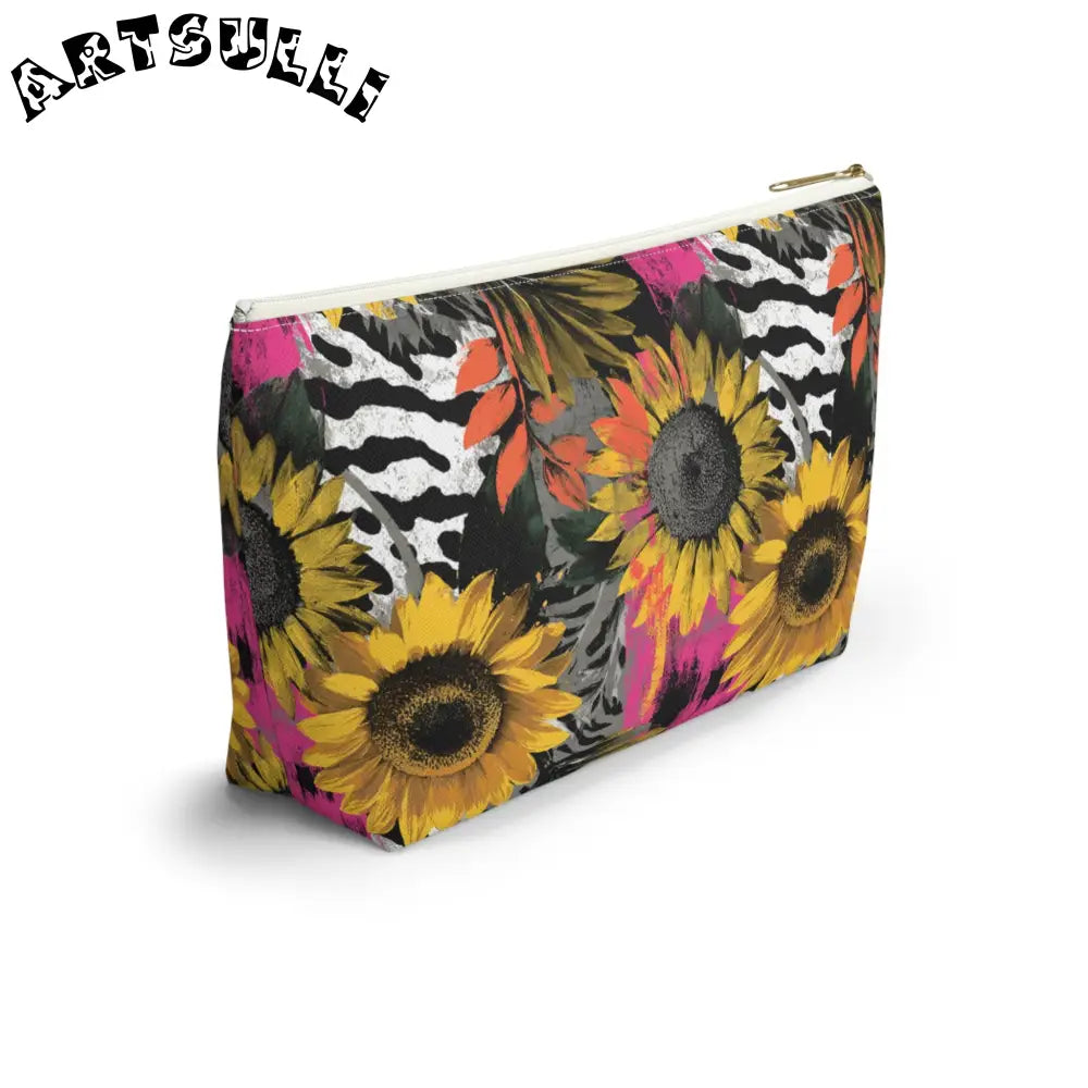 Sunflower Zebra T-Bottom Pouch with Non-Woven Laminate Inside, Artsulli - Art is Long, Life is Short, Bags, , , , , , , 