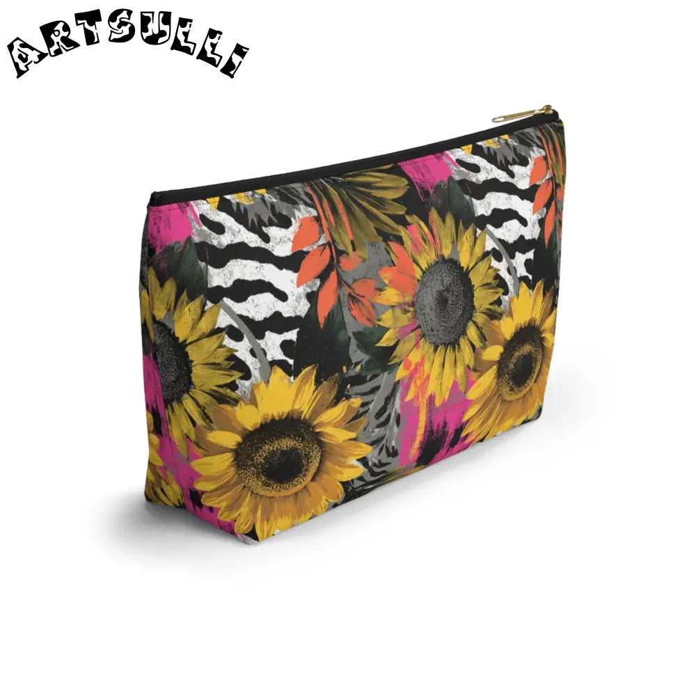 Sunflower Zebra T-Bottom Pouch with Non-Woven Laminate Inside, Artsulli - Art is Long, Life is Short, Bags, , , , , , , 
