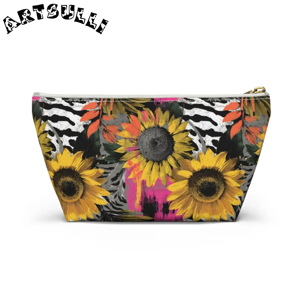 Sunflower Zebra T-Bottom Pouch with Non-Woven Laminate Inside, Artsulli - Art is Long, Life is Short, Bags, , , , , , , 