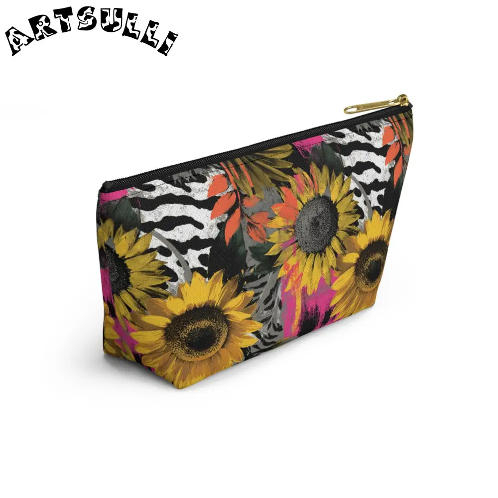Sunflower Zebra T-Bottom Pouch with Non-Woven Laminate Inside, Artsulli - Art is Long, Life is Short, Bags, , , , , , , 