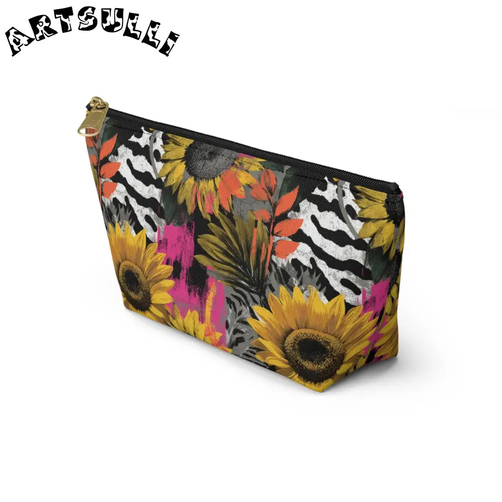 Sunflower Zebra T-Bottom Pouch with Non-Woven Laminate Inside, Artsulli - Art is Long, Life is Short, Bags, , , , , , , 