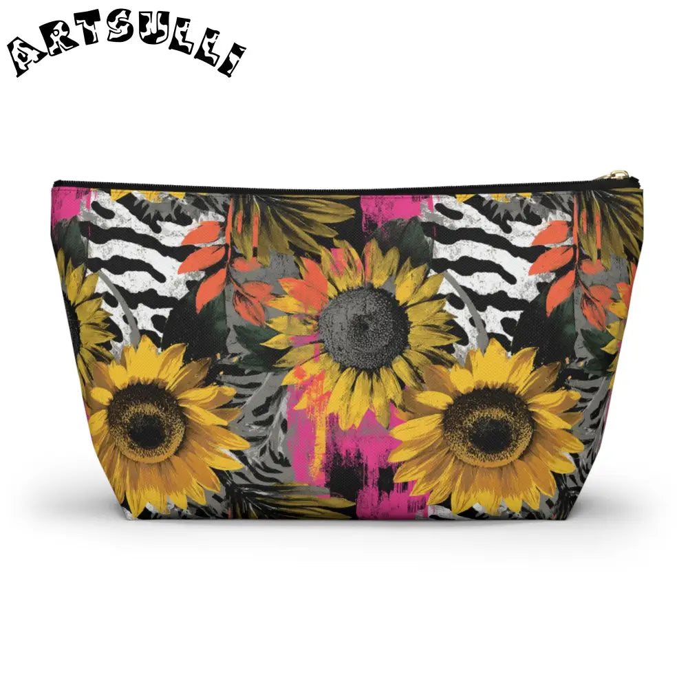 Sunflower Zebra T-Bottom Pouch with Non-Woven Laminate Inside, Artsulli - Art is Long, Life is Short, Bags, , , , , , , 