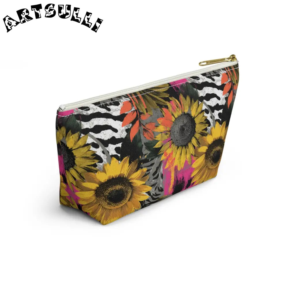 Sunflower Zebra T-Bottom Pouch with Non-Woven Laminate Inside, Artsulli - Art is Long, Life is Short, Bags, , , , , , , 