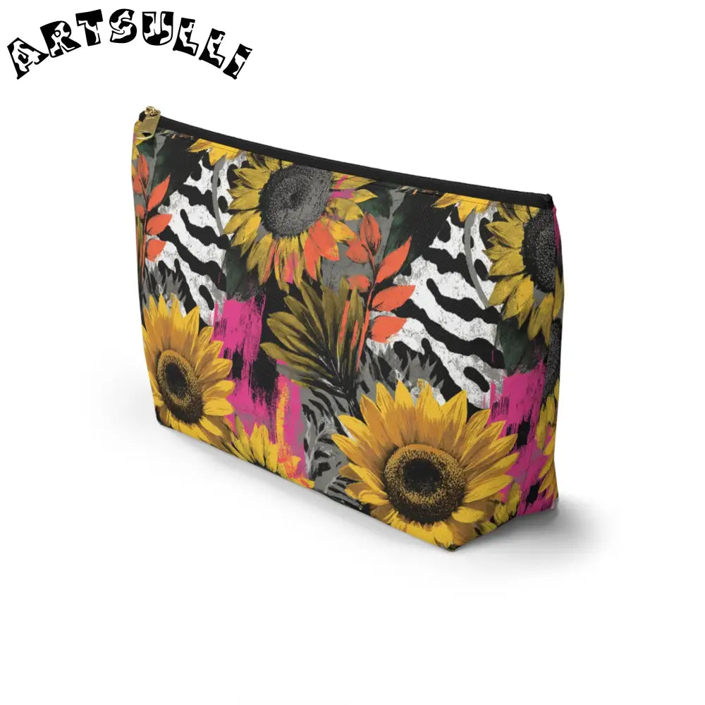 Sunflower Zebra T-Bottom Pouch with Non-Woven Laminate Inside, Artsulli - Art is Long, Life is Short, Bags, , , , , , , 
