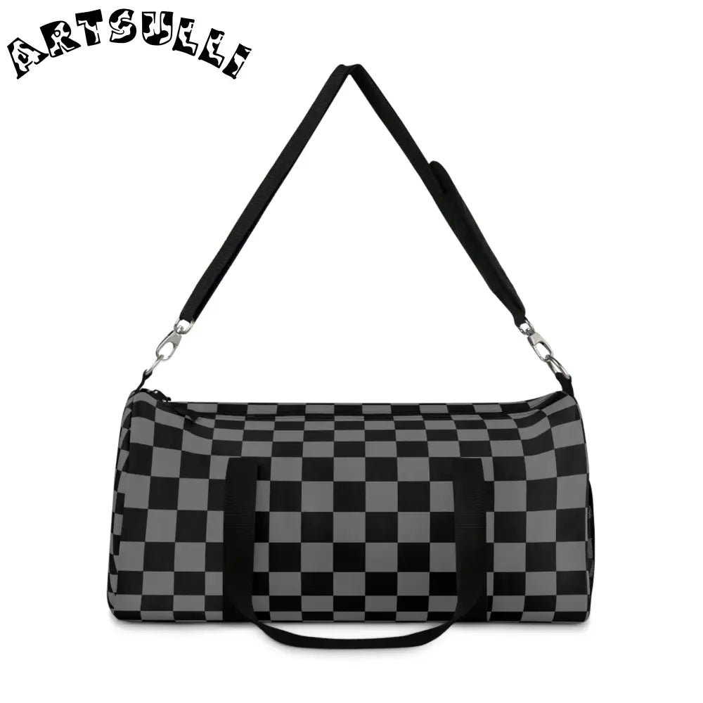 Surfer II Duffel Bag Black and Gray Checkered, Artsulli - Art is Long, Life is Short, Bags, , , , , , , 