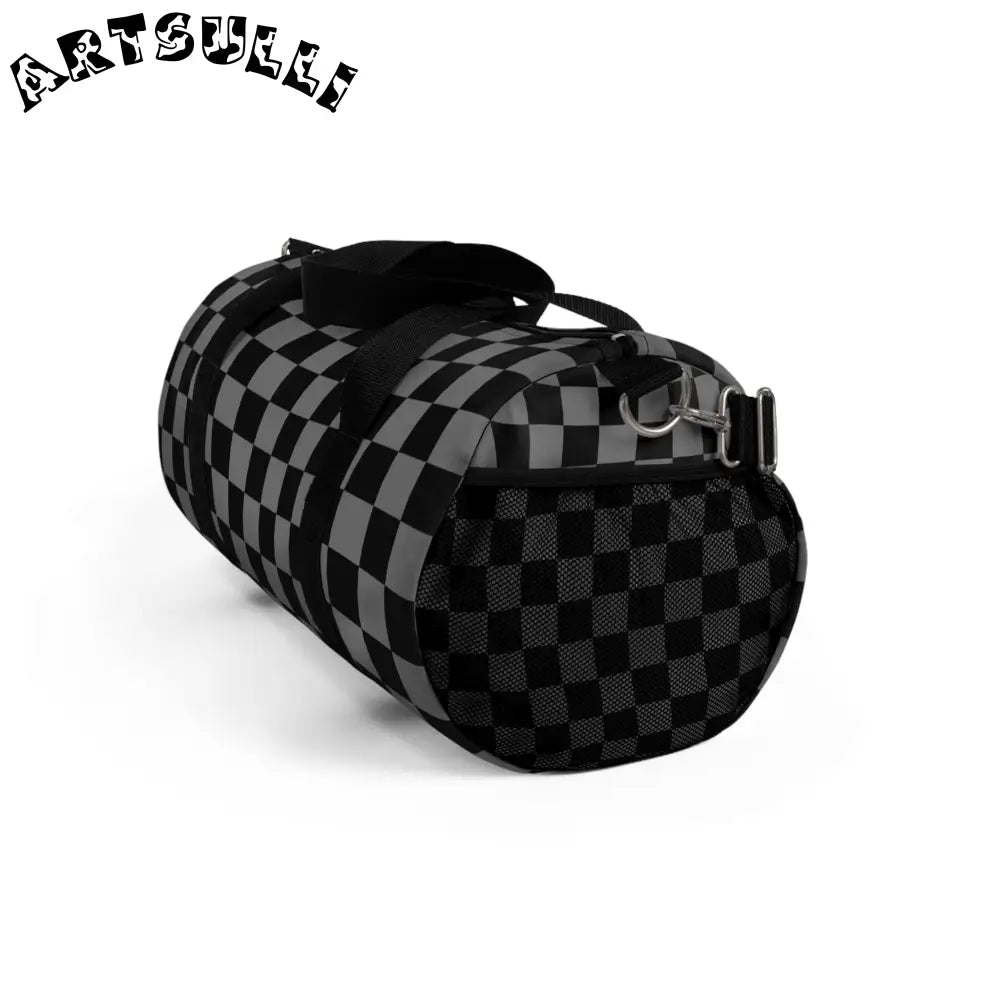 Surfer II Duffel Bag Black and Gray Checkered, Artsulli - Art is Long, Life is Short, Bags, , , , , , , 