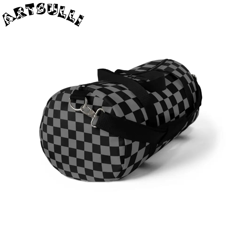 Surfer II Duffel Bag Black and Gray Checkered, Artsulli - Art is Long, Life is Short, Bags, , , , , , , 