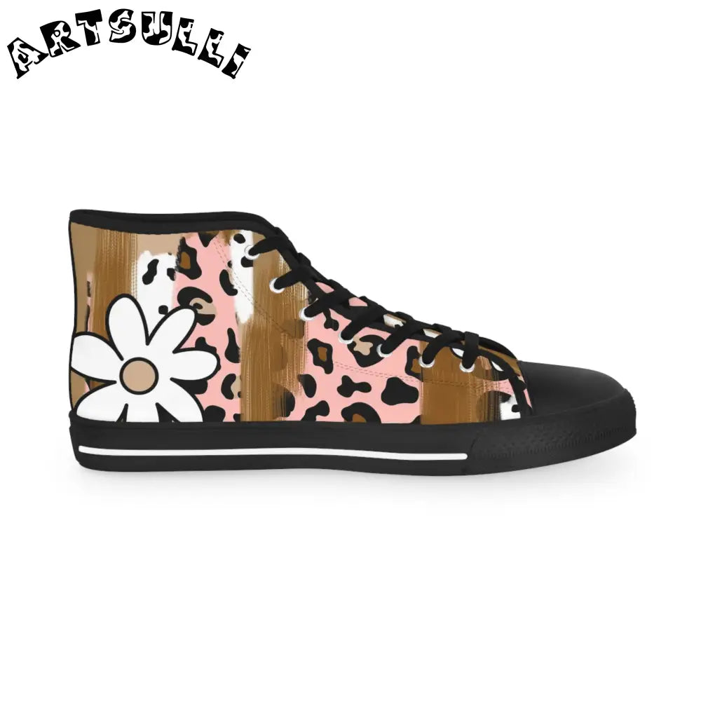 Sutfin Ghosts Pop Daisy Leopard High Top Sneakers, Artsulli - Art is Long, Life is Short, Shoes, , , , , , , 