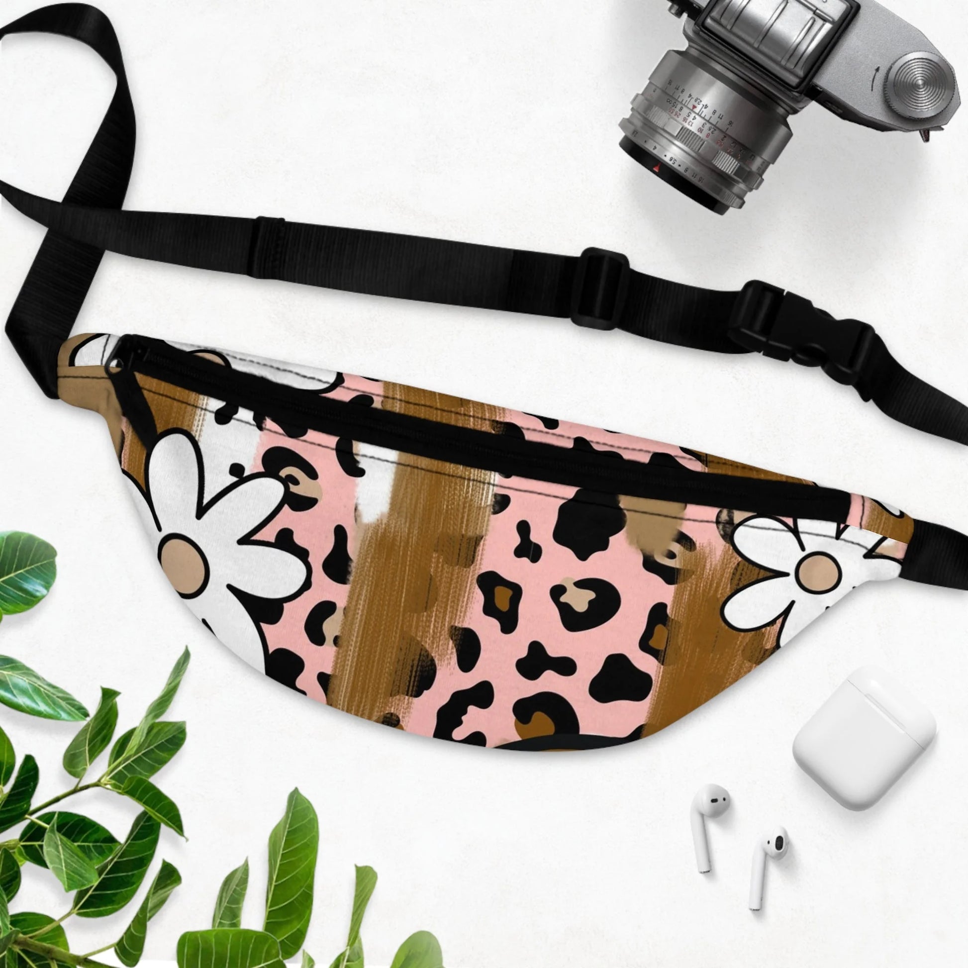 Sutfin Ghosts Pop Leopard Daisy Fanny Pack, Artsulli - Art is Long, Life is Short, Bags, , , , , , , 