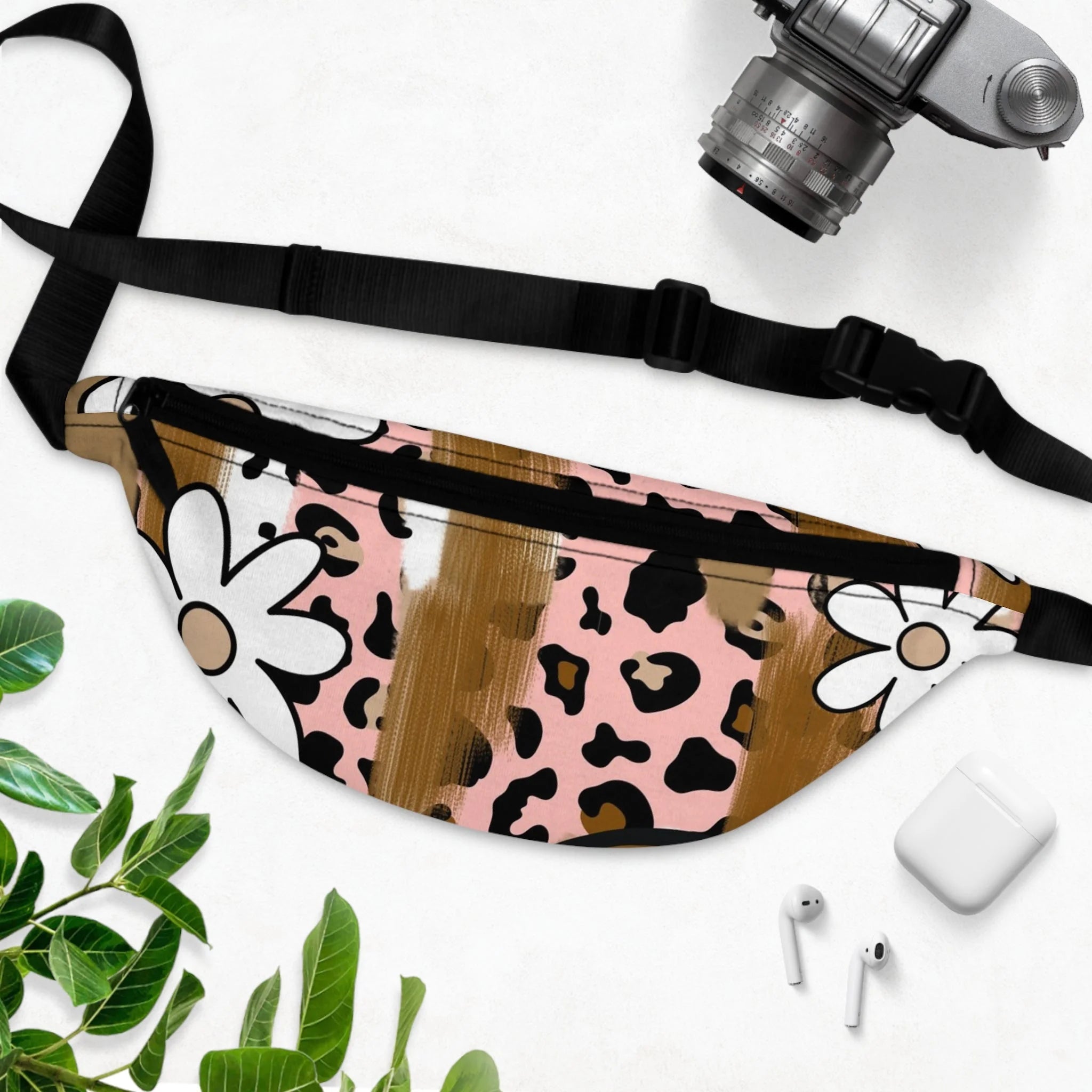 Sutfin Ghosts Pop Leopard Daisy Fanny Pack, Artsulli - Art is Long, Life is Short, Bags, , , , , , , 