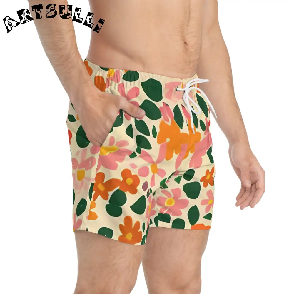 JAKKOUTTHEBXX Cream Floral Swim Trunks 2025