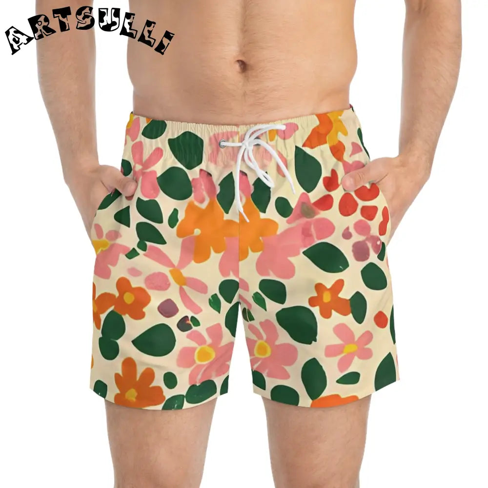 JAKKOUTTHEBXX Cream Floral Swim Trunks 2025