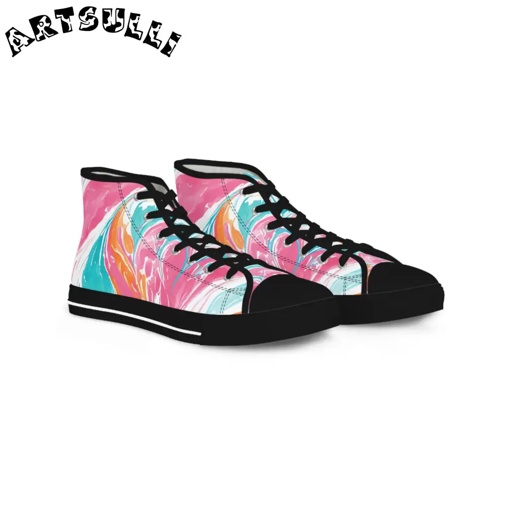 Swirl High Tops in Breathable Polyester Canvas, Artsulli - Art is Long, Life is Short, Shoes, Size, US 5, Color, Black sole, , , 11212963823510948729