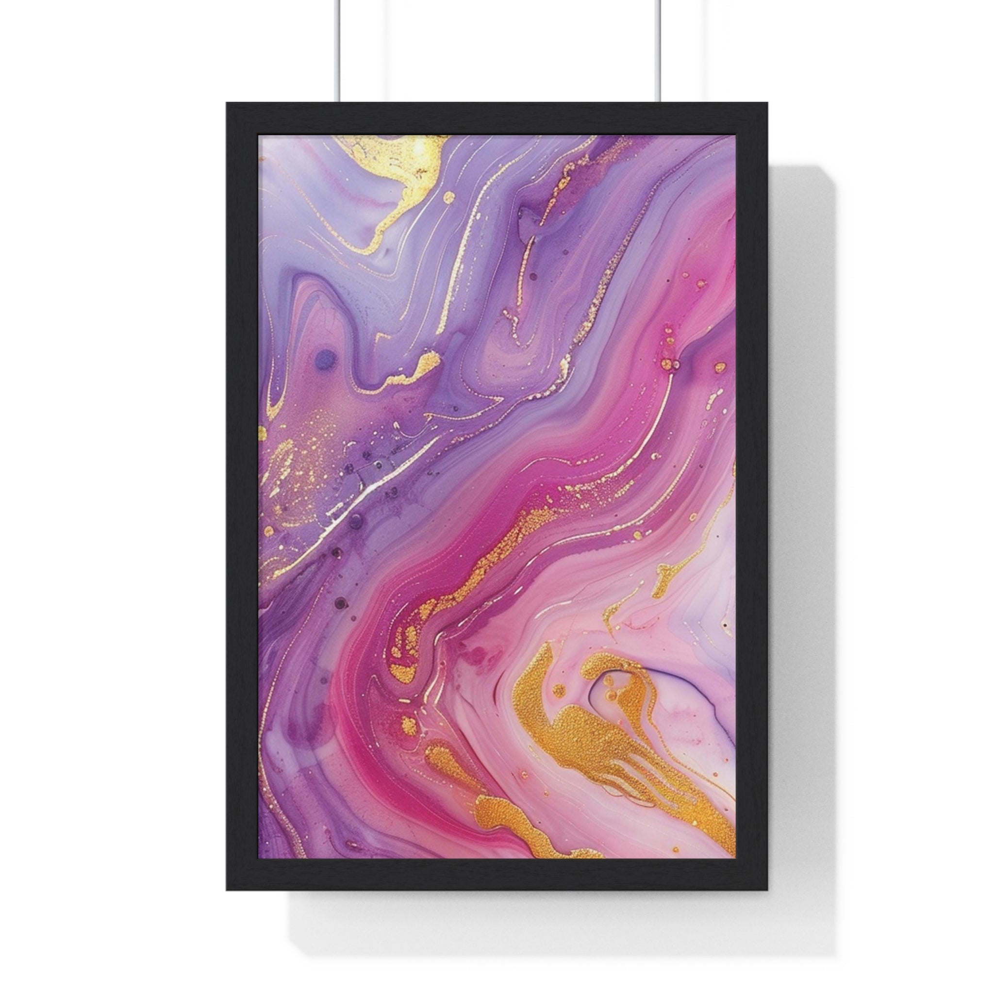 Printify Swirling Purple and Gold Abstract Framed Art 2025