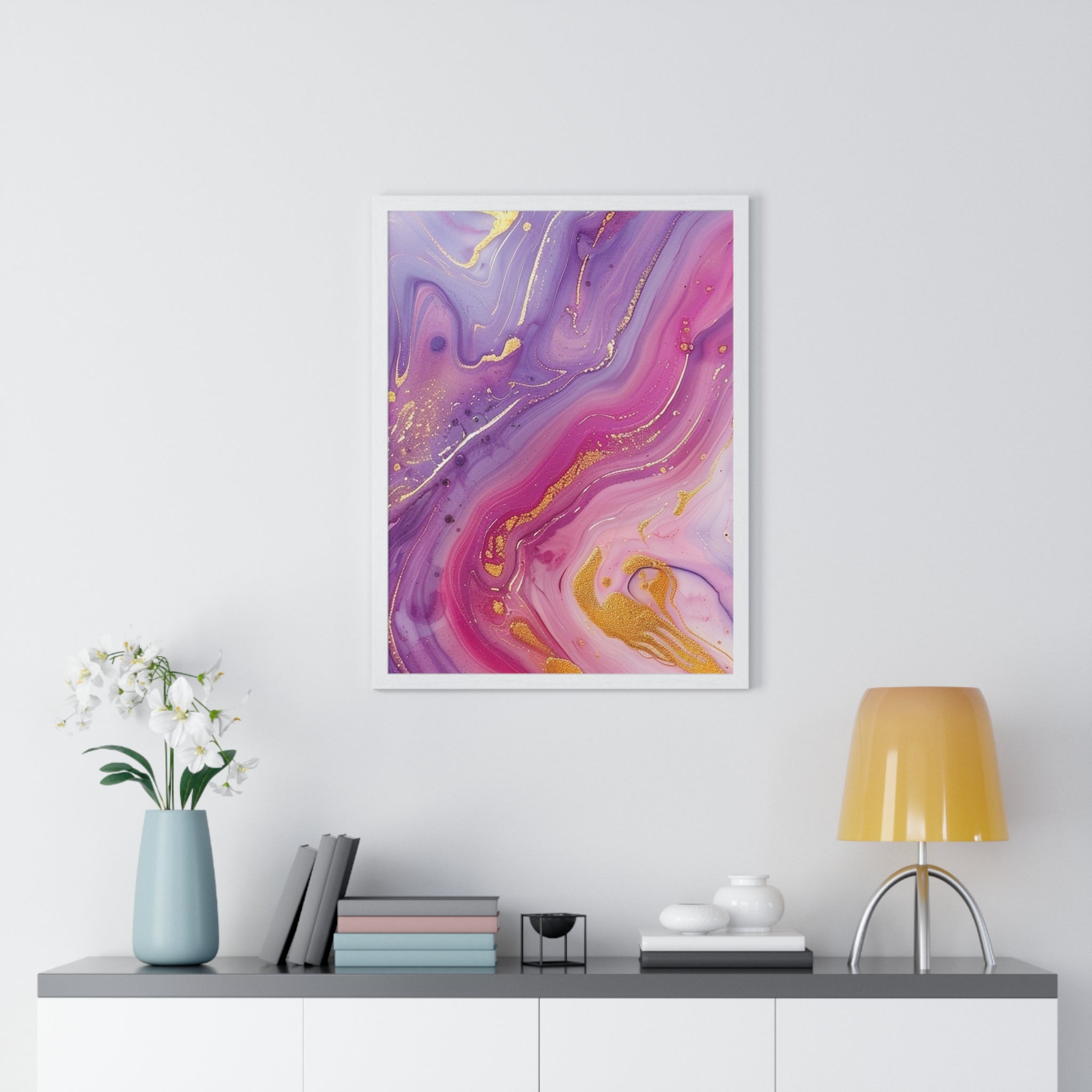 Printify Swirling Purple and Gold Abstract Framed Art 2025