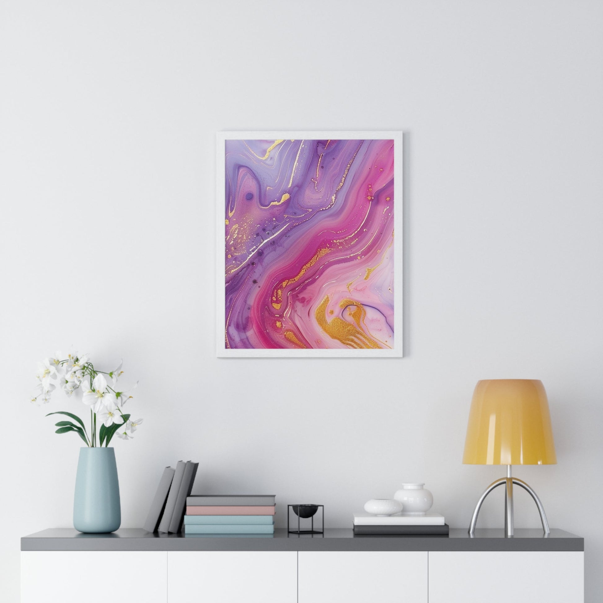 Printify Swirling Purple and Gold Abstract Framed Art 2025