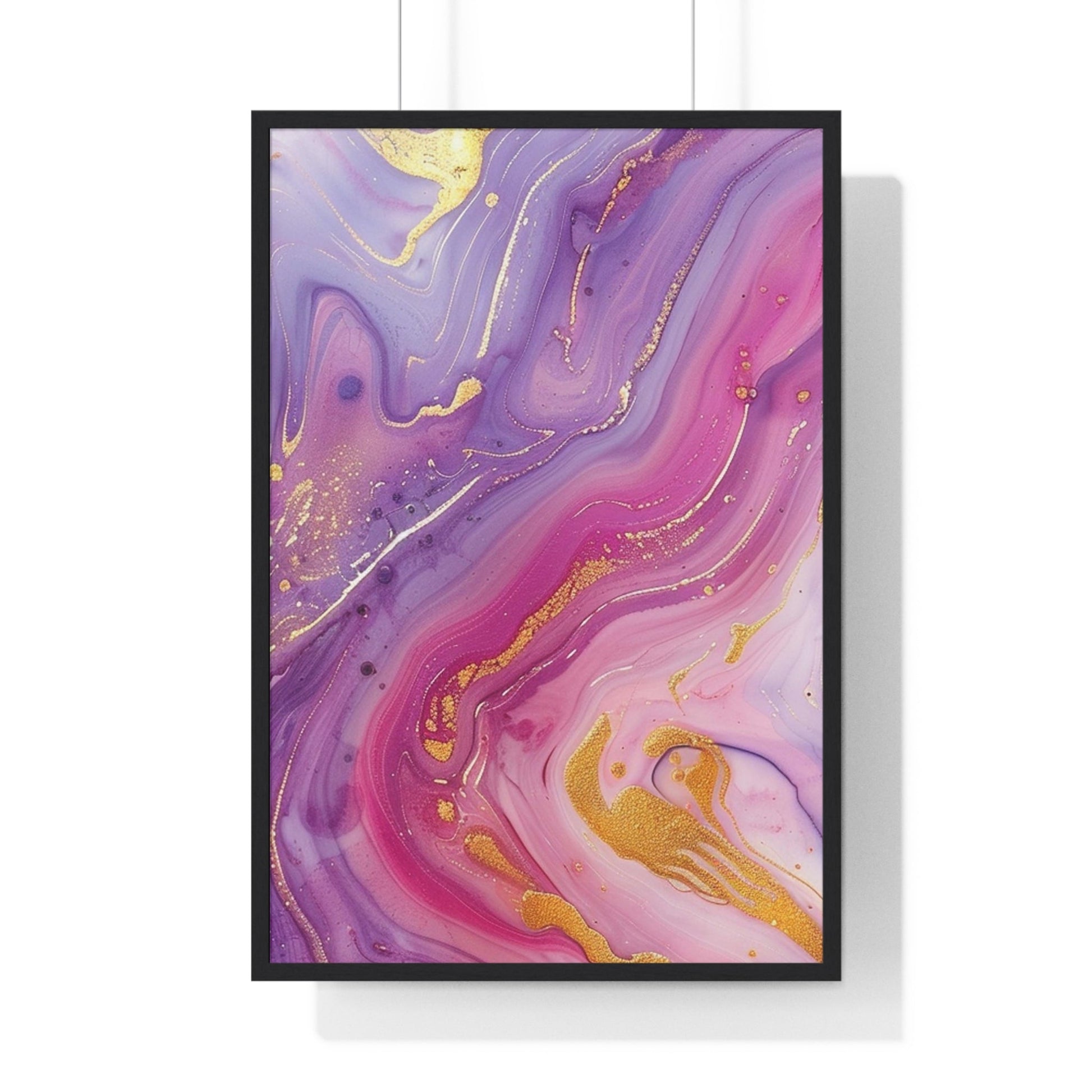 Printify Swirling Purple and Gold Abstract Framed Art 2025