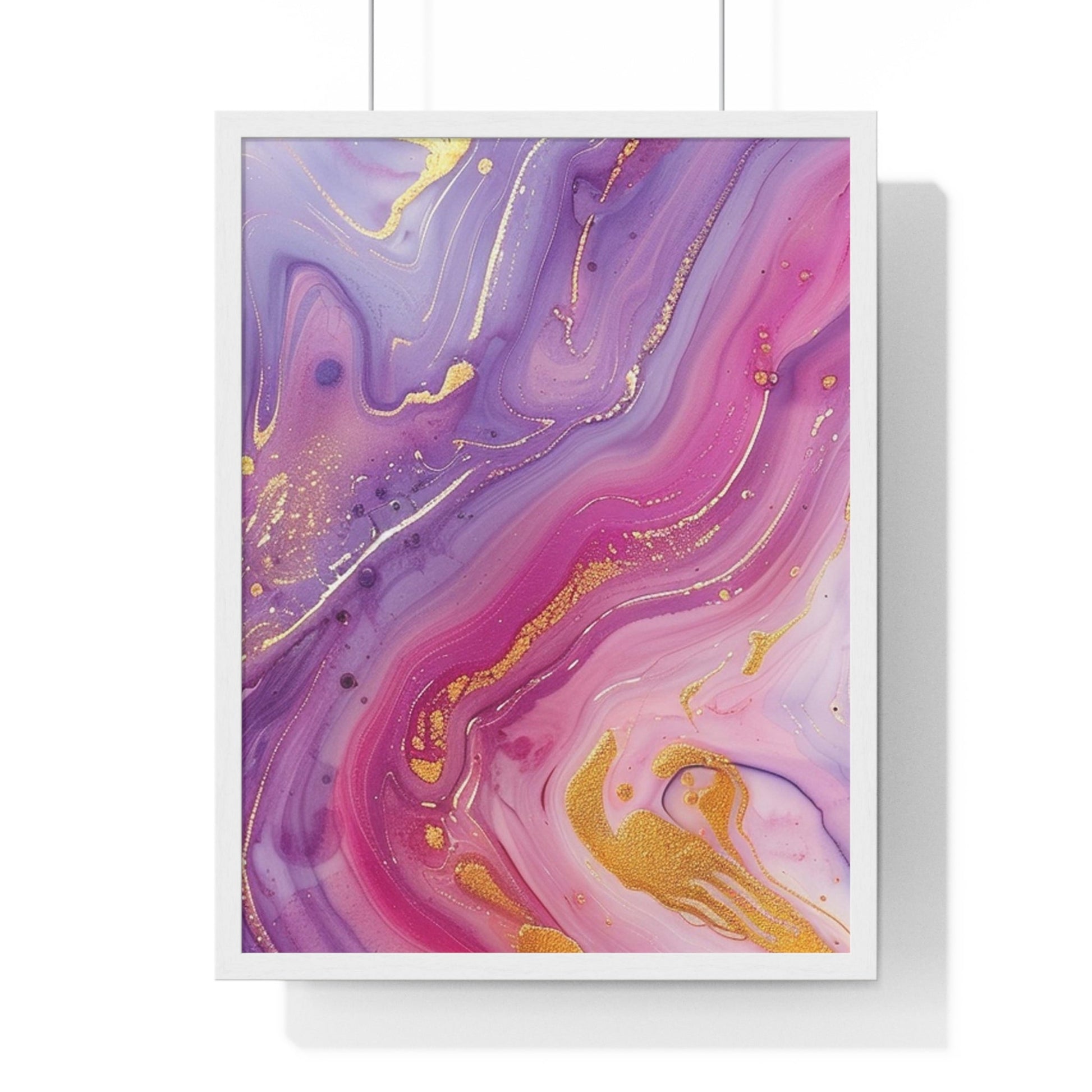 Printify Swirling Purple and Gold Abstract Framed Art 2025