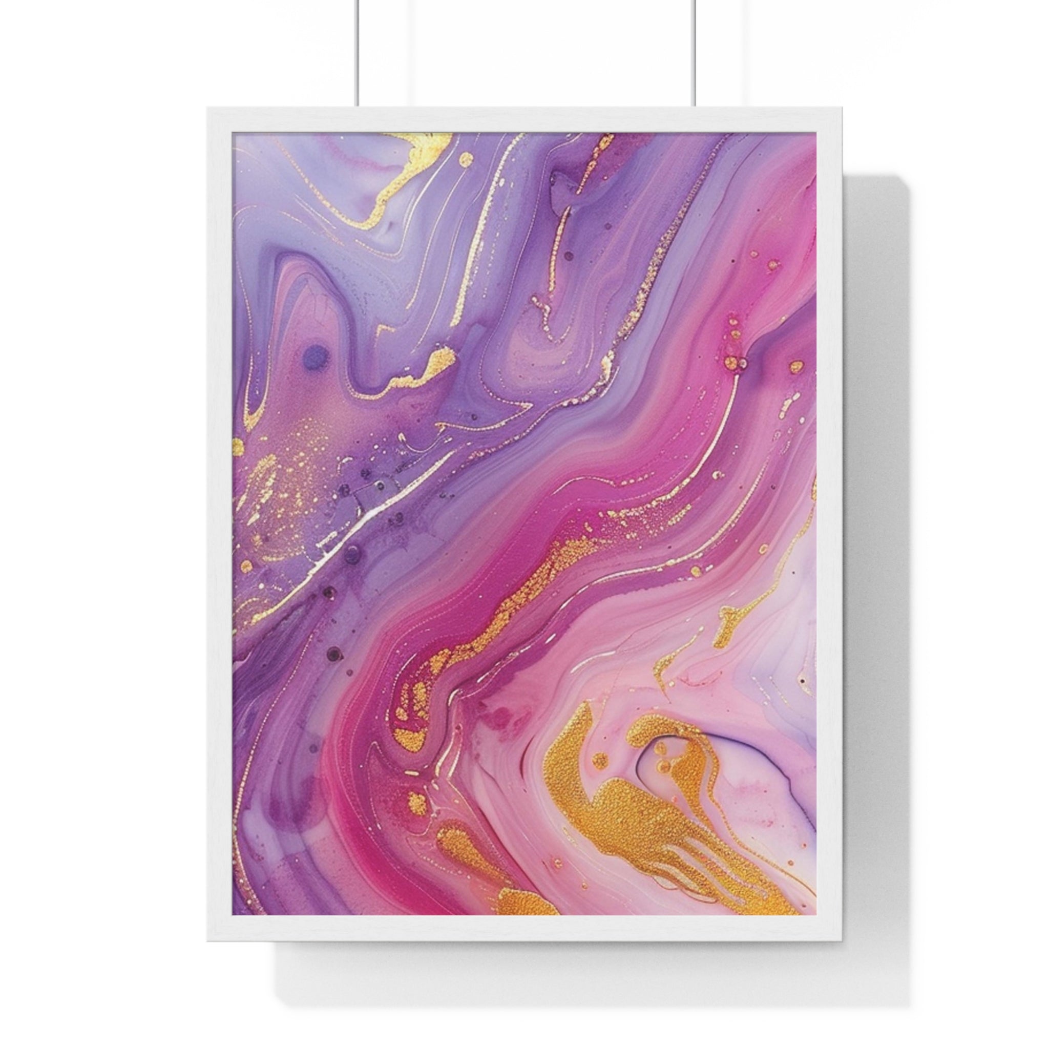 Printify Swirling Purple and Gold Abstract Framed Art 2025